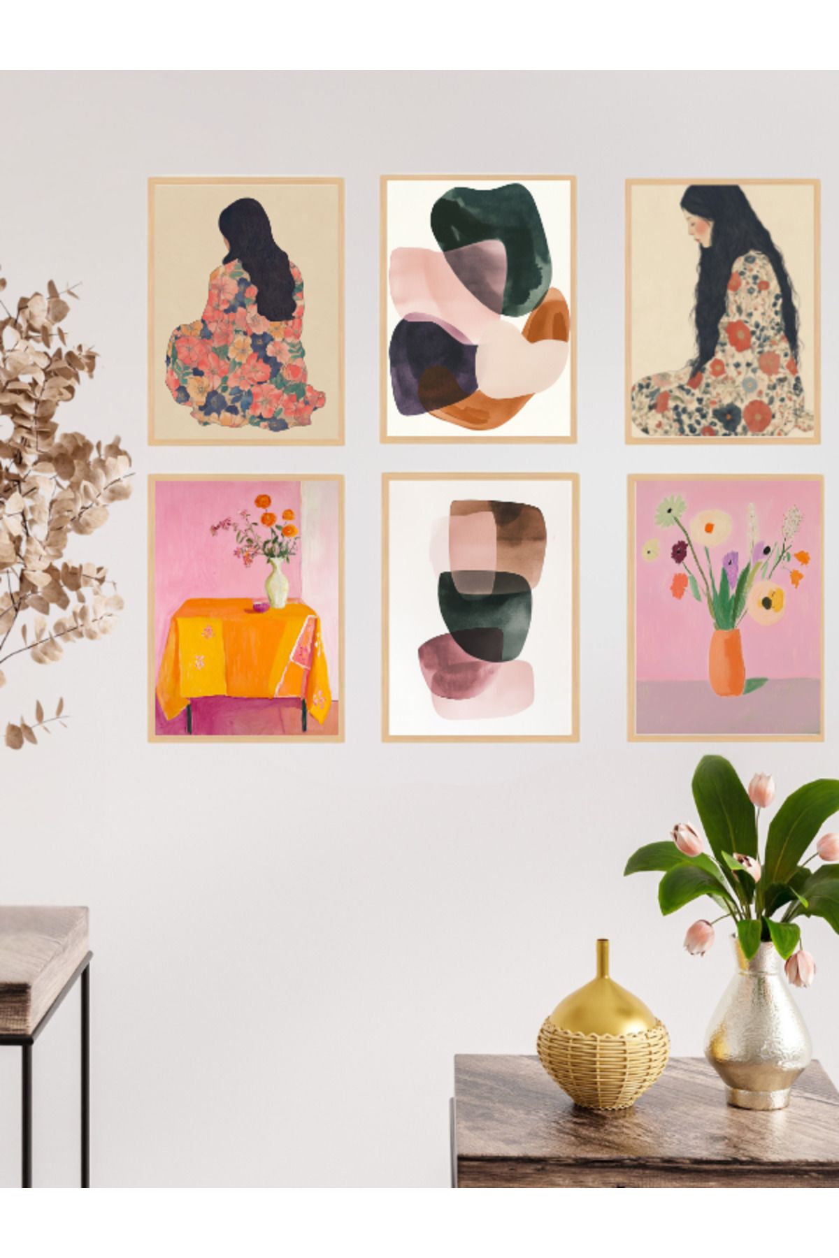 Tuba Decor 6 Parça Çerçeve Görünümlü MDF Tablo Seti
