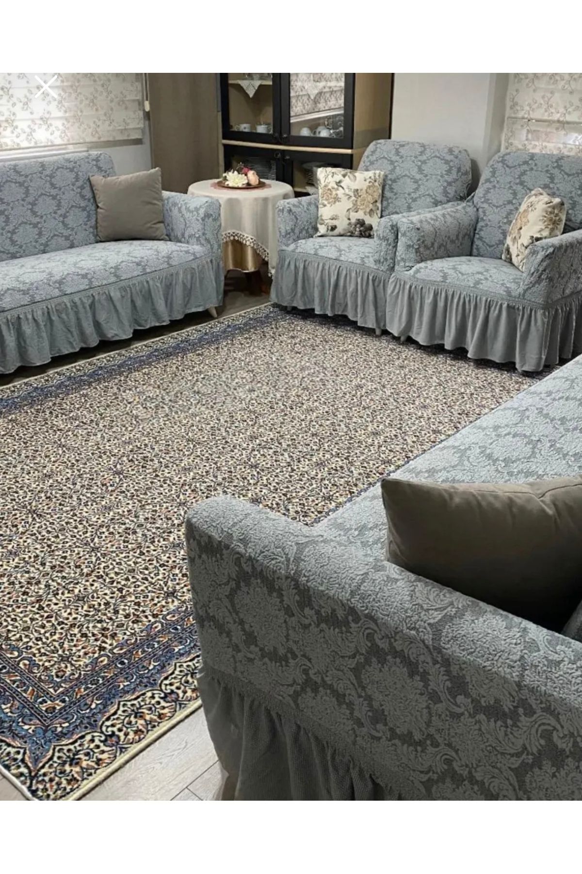Muensu 3*3*1*1 Osmanlı Desen Jakarlı Koltuk Örtüsü, Çekyat Takımı