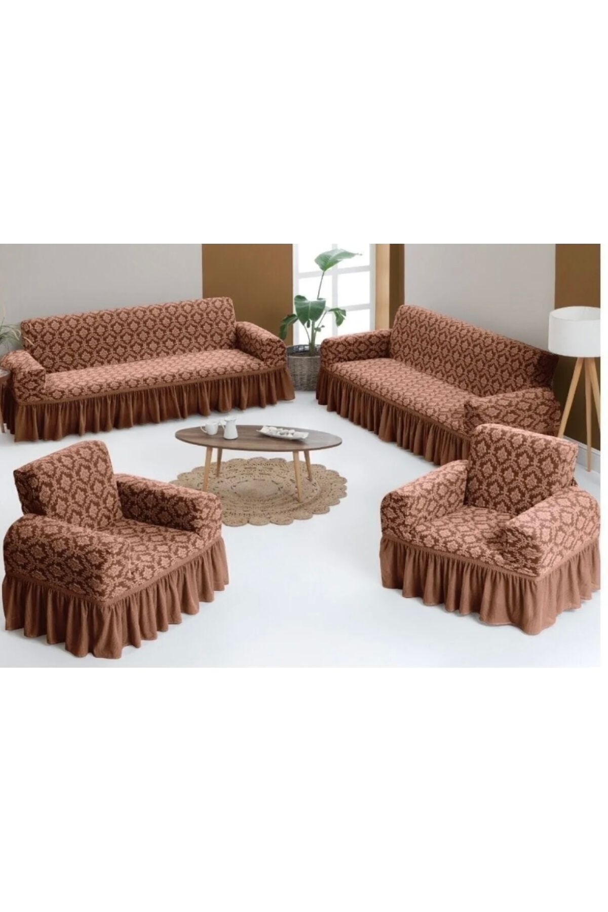 Muensu 3*2*1*1 Osmanlı Desen Jakarlı Koltuk Örtüsü Takımı, Çekyat Takımı