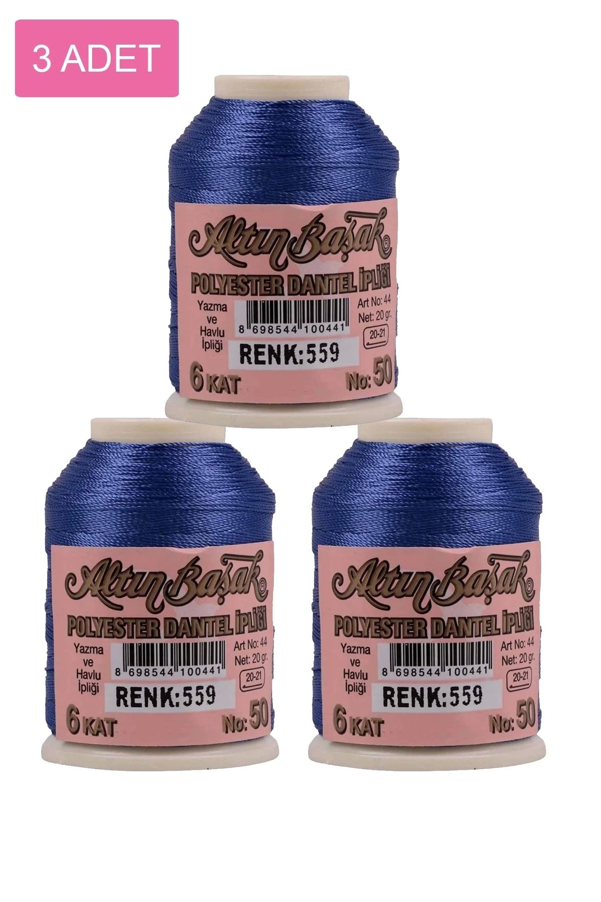 PRATİKOBA 3 Adet Altınbaşak Oya ve Dantel İpi 20 gr - Royaleks - No: 559