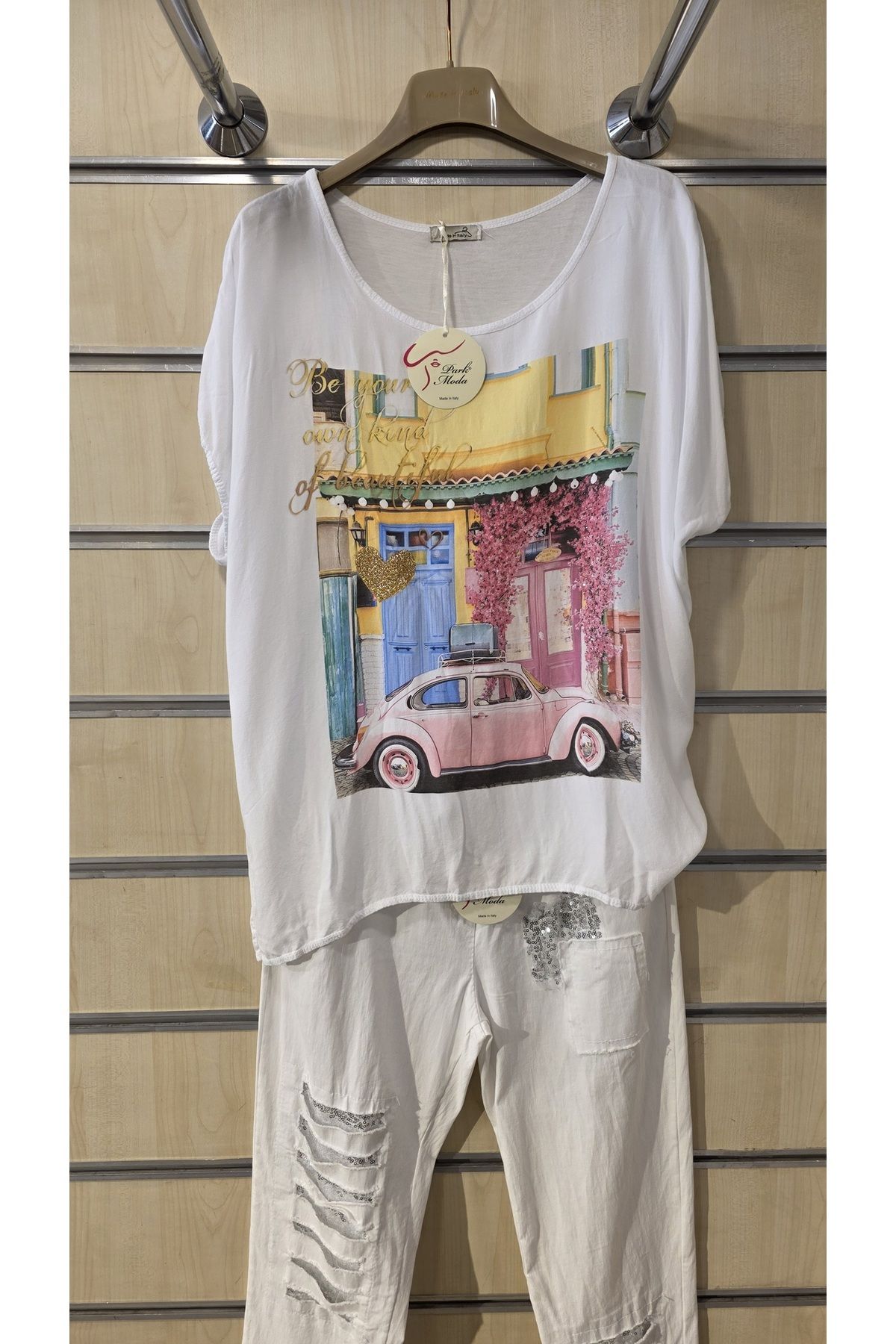 Park Moda İtalyan Kadın Bluz Taşlı Karışık Desenli