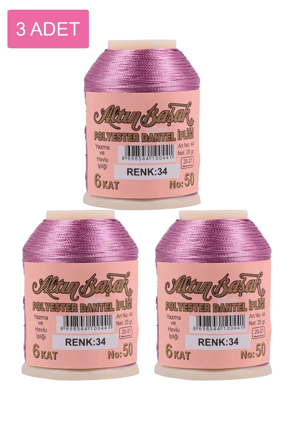 PRATİKOBA 3 Adet Altınbaşak Oya ve Dantel İpi 20 gr - Royaleks - No: 034