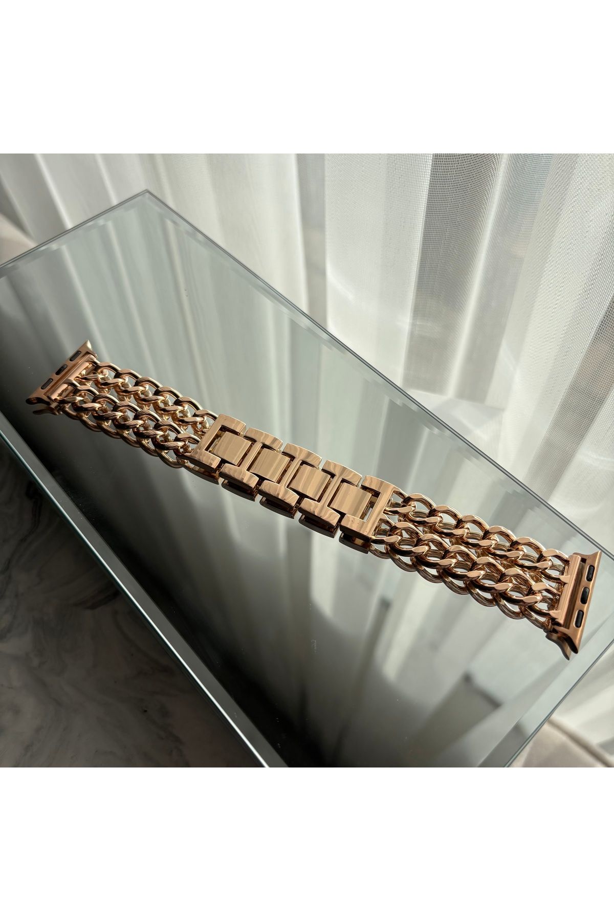 sayecase Apple Watch 6/7/SE/8/9 Serisi Uyumlu 42-44-45-49 MM Zincir Çelik Kordon