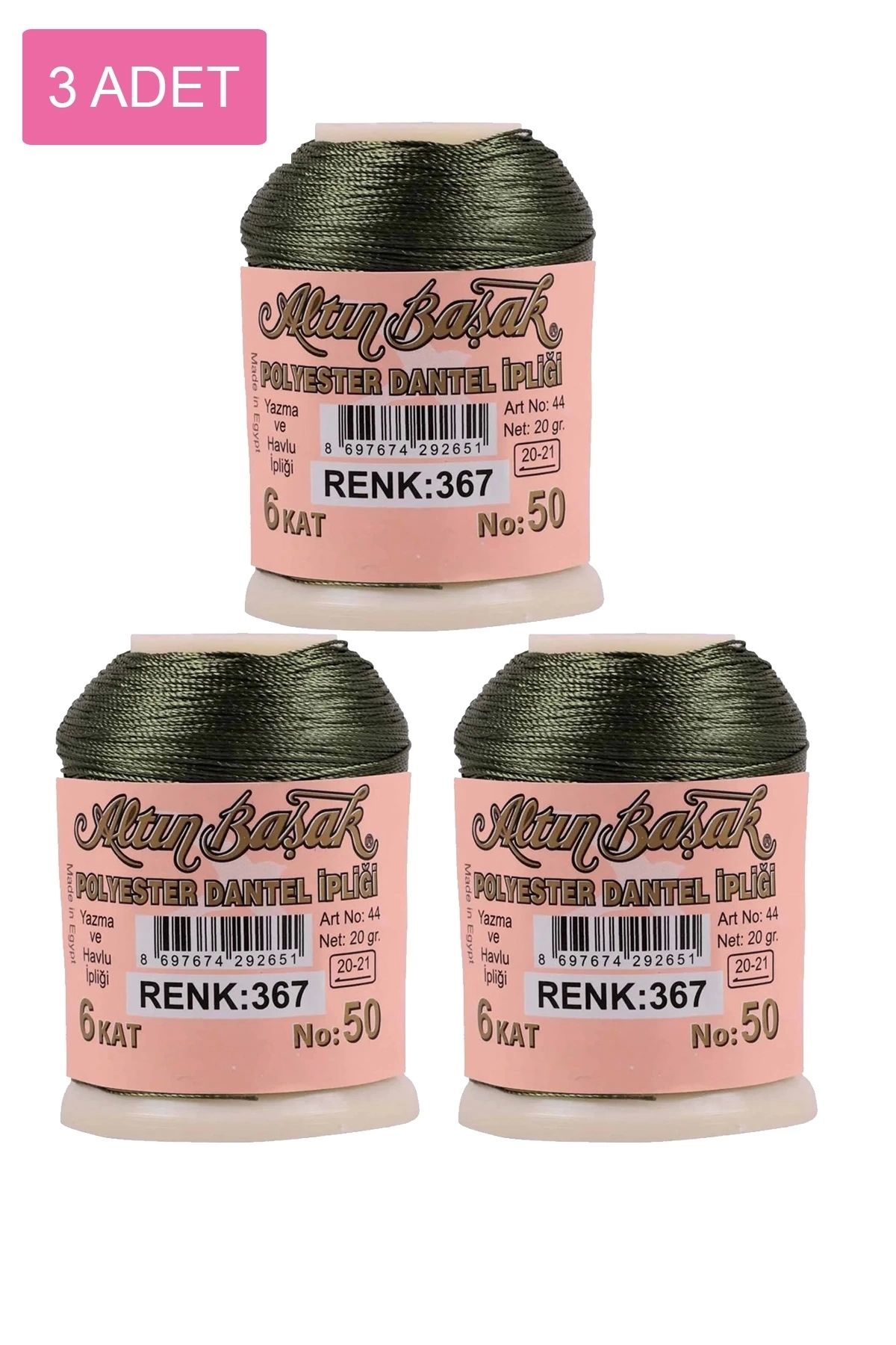PRATİKOBA 3 Adet Altınbaşak Oya ve Dantel İpi 20 gr - Royaleks - No: 367