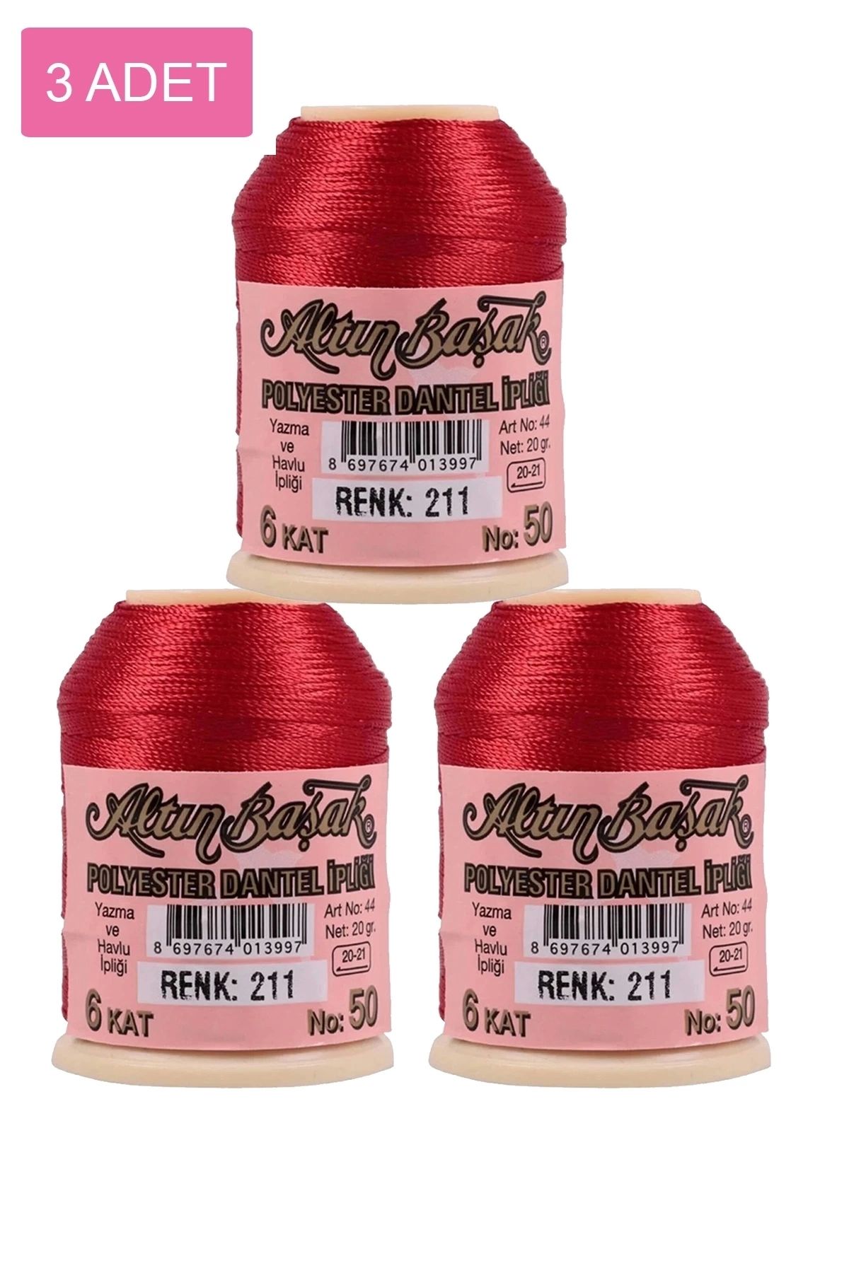 PRATİKOBA 3 Adet Altınbaşak Oya ve Dantel İpi 20 gr - Royaleks - No: 211
