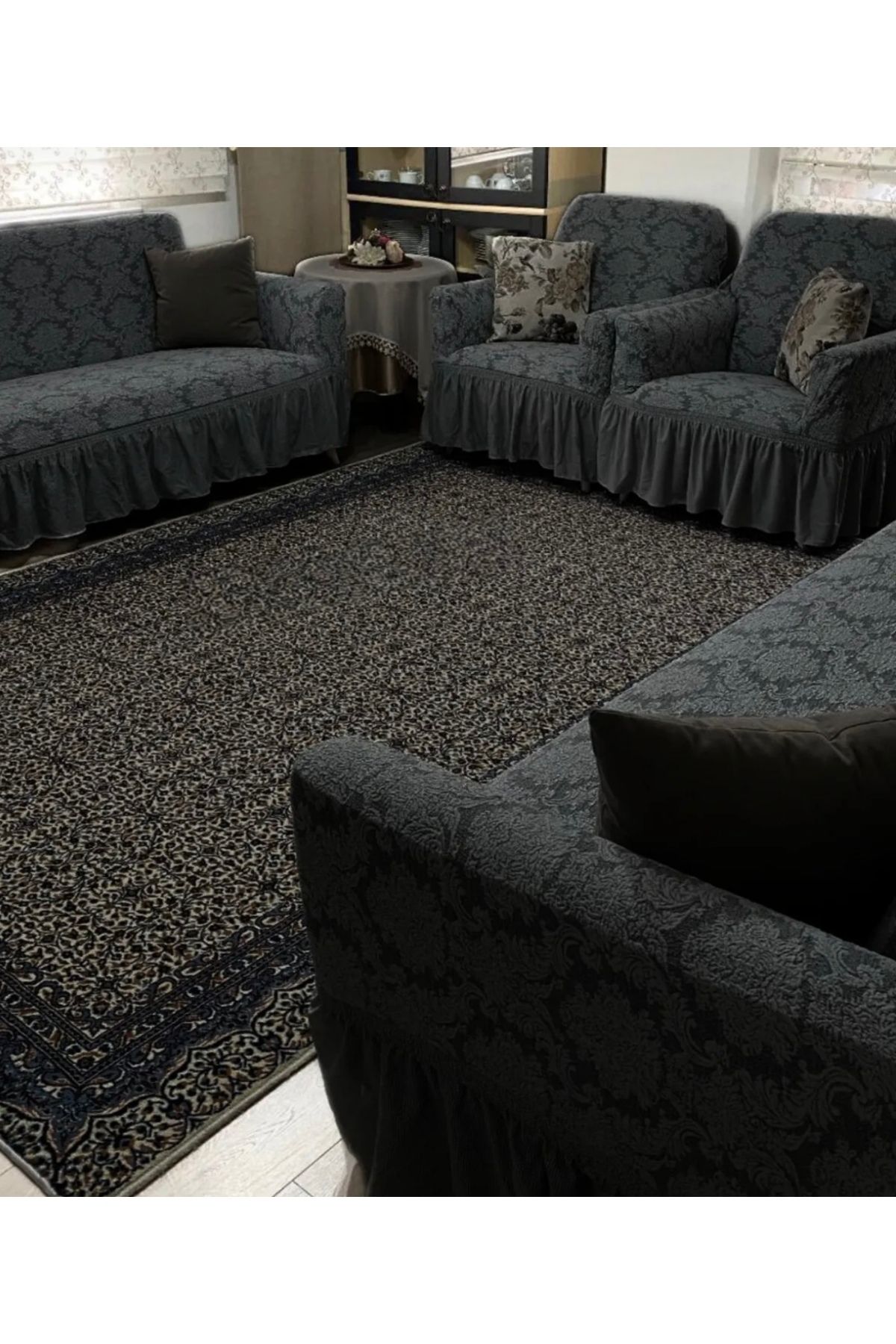 Muensu 3*2*1*1 Osmanlı Desen Jakarlı Koltuk Örtüsü Takımı, Çekyat Takımı