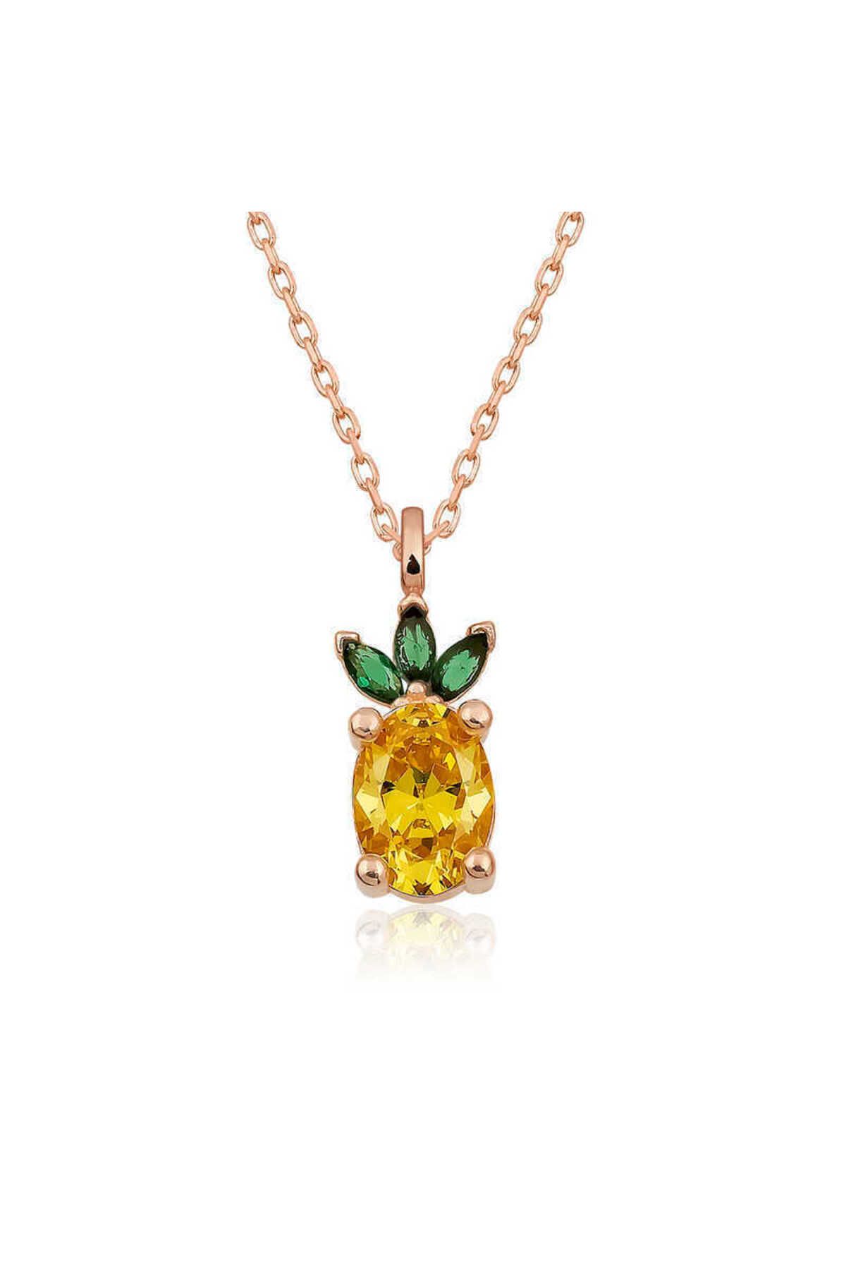 Emperium Gümüş Rose Ananas Figür Meyve Kolye