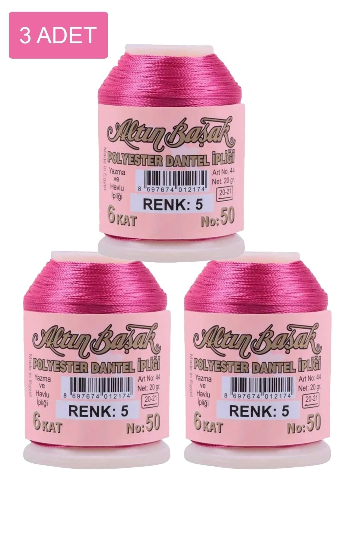 PRATİKOBA 3 Adet Altınbaşak Oya ve Dantel İpi 20 gr - Royaleks - No: 005