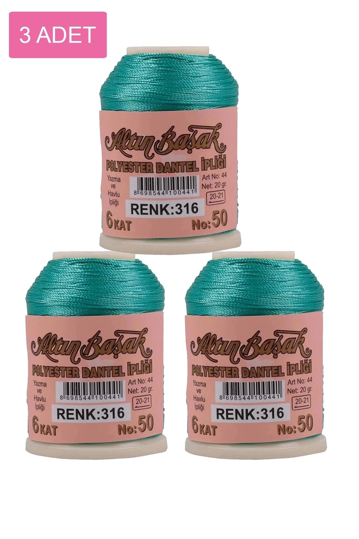 PRATİKOBA 3 Adet Altınbaşak Oya ve Dantel İpi 20 gr - Royaleks - No: 316