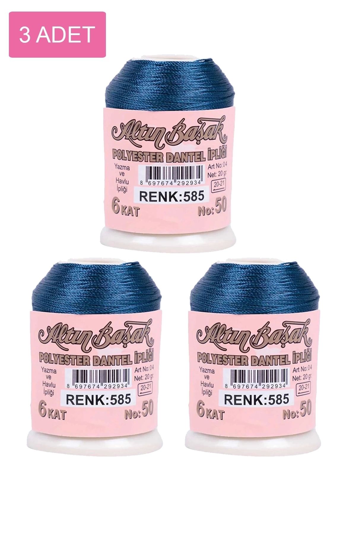 PRATİKOBA 3 Adet Altınbaşak Oya ve Dantel İpi 20 gr - Royaleks - No: 585