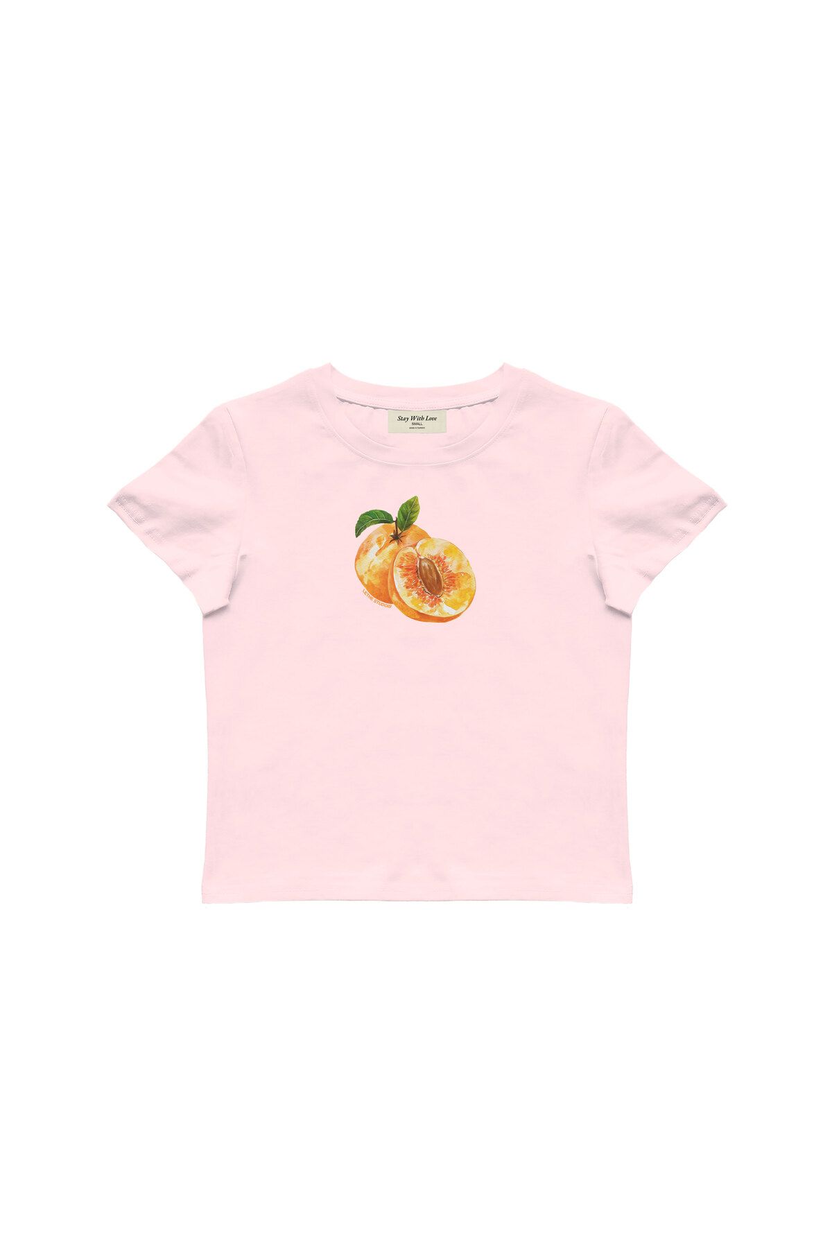 lethestudios Peach Baskılı, Meyve Desenli Baby Tee Crop Top