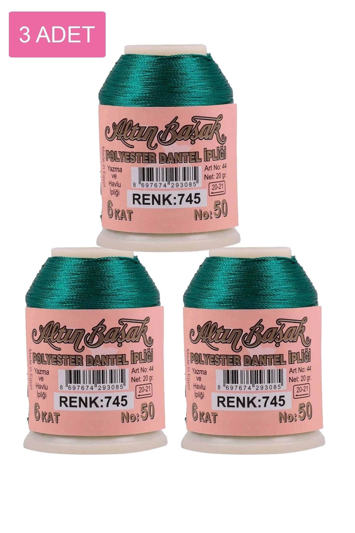 PRATİKOBA 3 Adet Altınbaşak Oya ve Dantel İpi 20 gr - Royaleks - No: 745