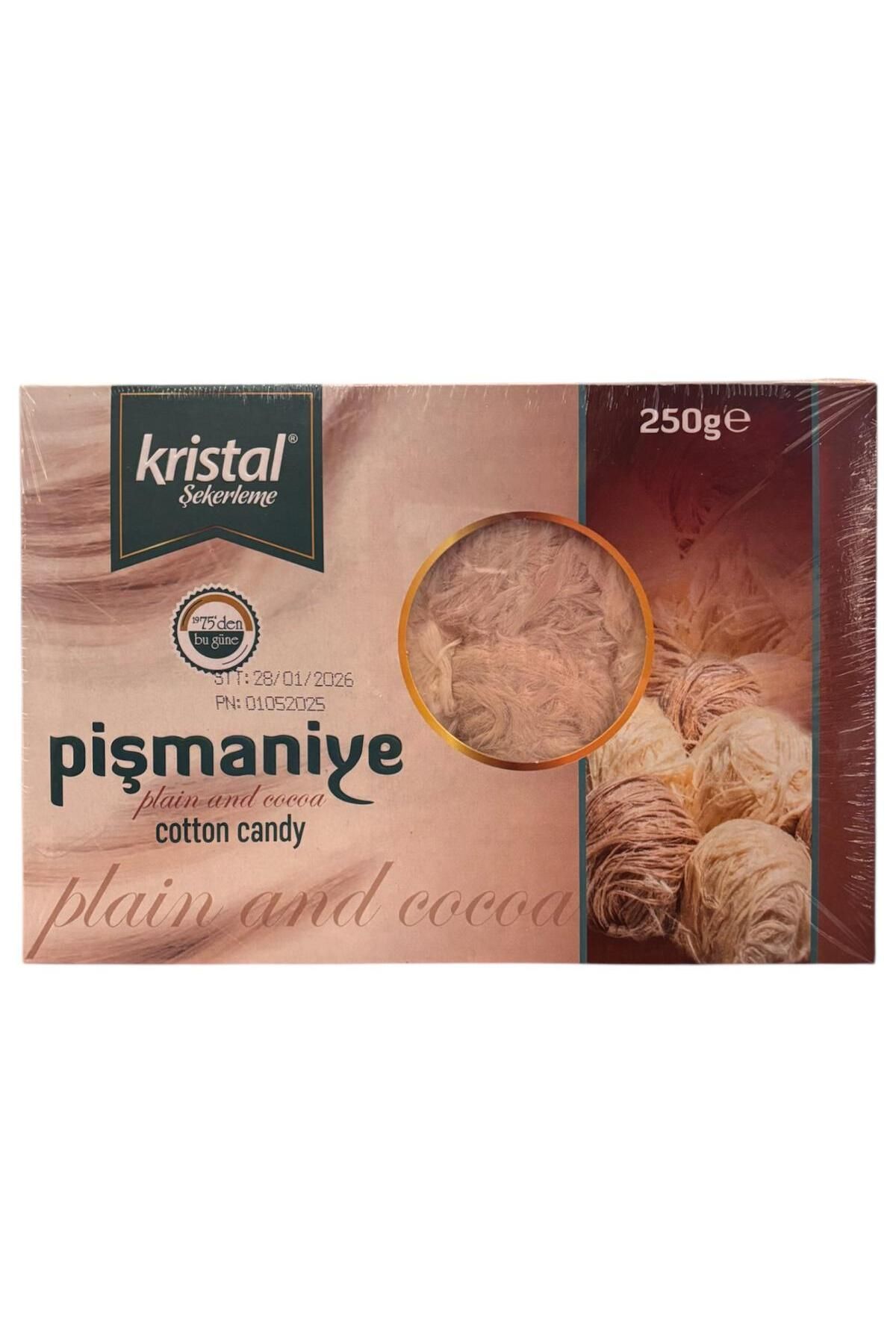 Kristal Şekerleme Sade ve Kakaolu Pişmaniye 250 gr