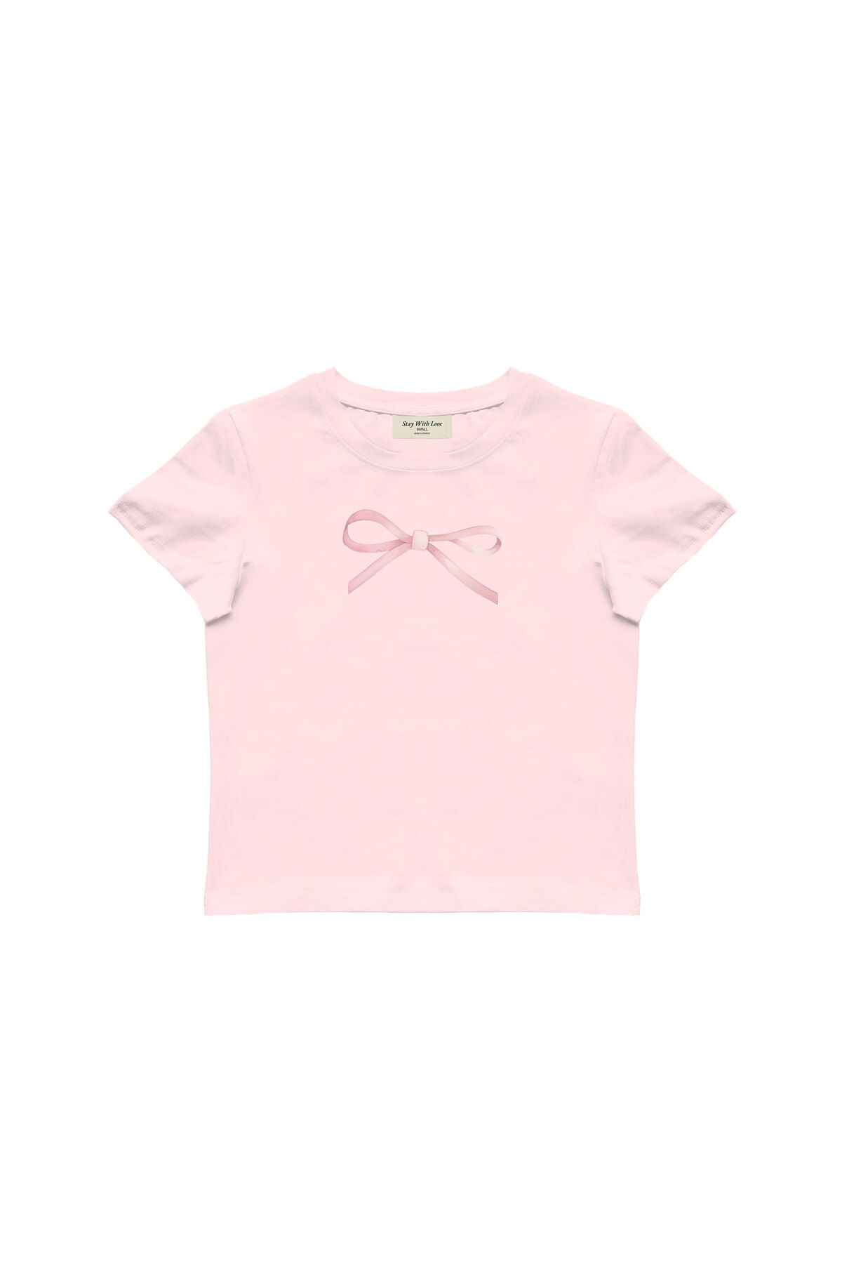 lethestudios Ribbon Baskılı, Kurdele Desenli Baby Tee Crop Top