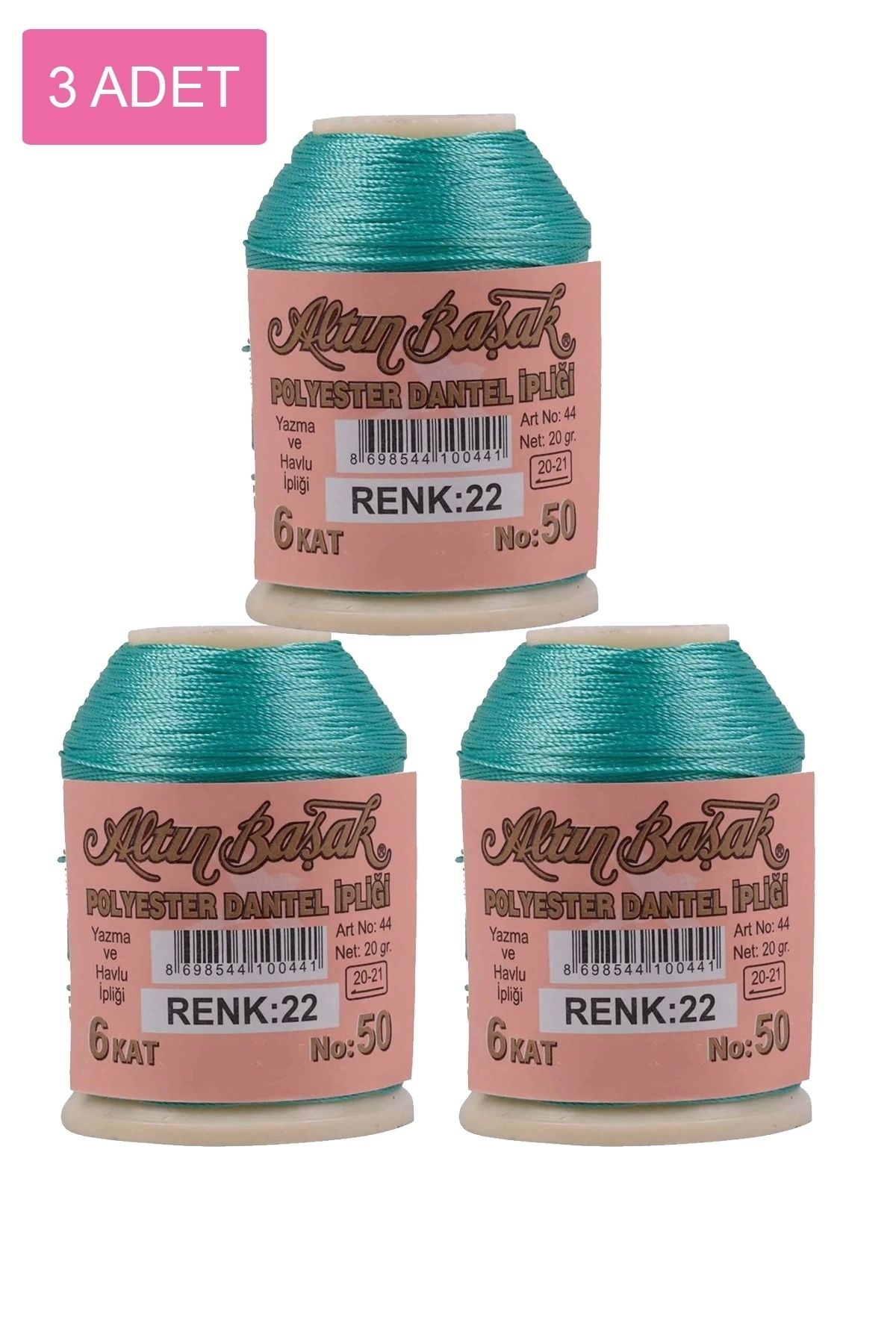 PRATİKOBA 3 Adet Altınbaşak Oya ve Dantel İpi 20 gr - Royaleks - No: 022