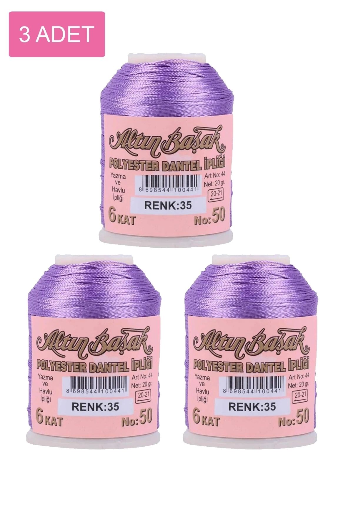 PRATİKOBA 3 Adet Altınbaşak Oya ve Dantel İpi 20 gr - Royaleks - No: 035