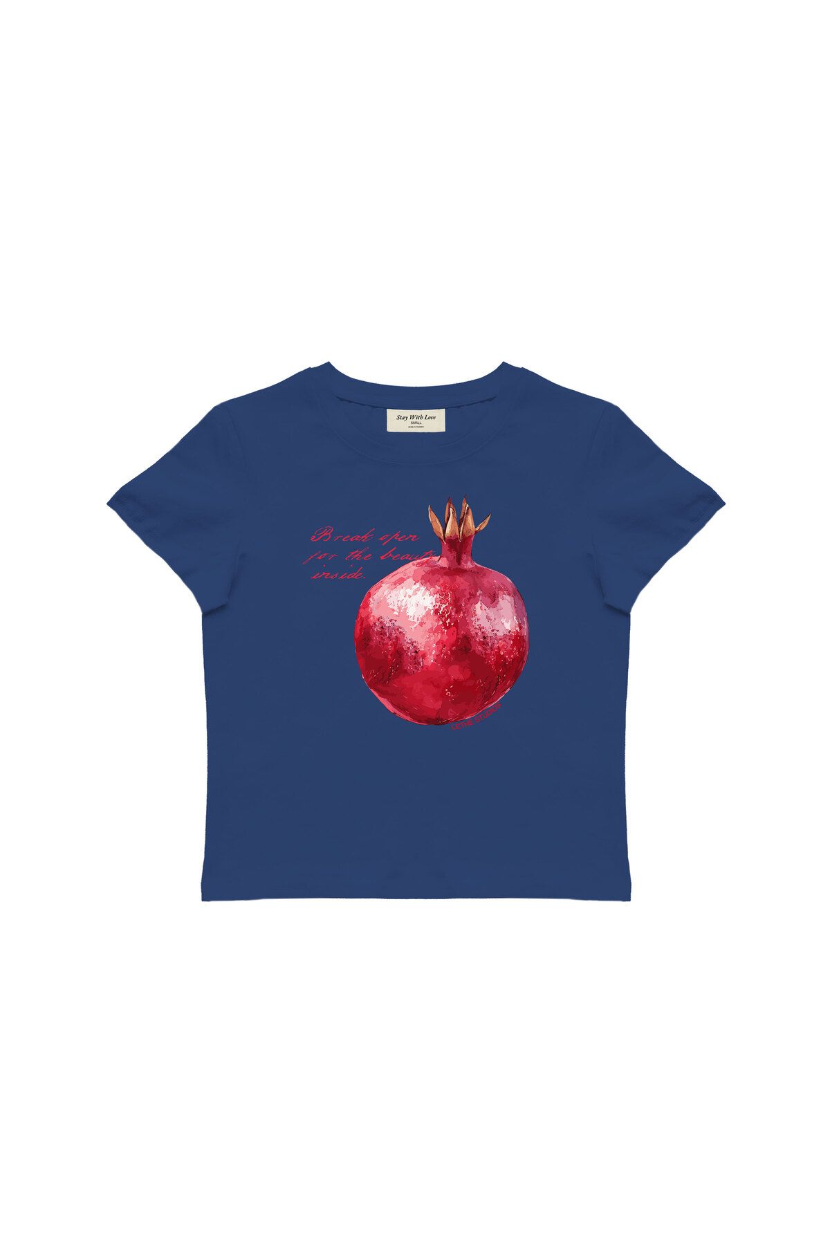 lethestudios Pomegranate Baskılı, Meyve Desenli Baby Tee Crop Top