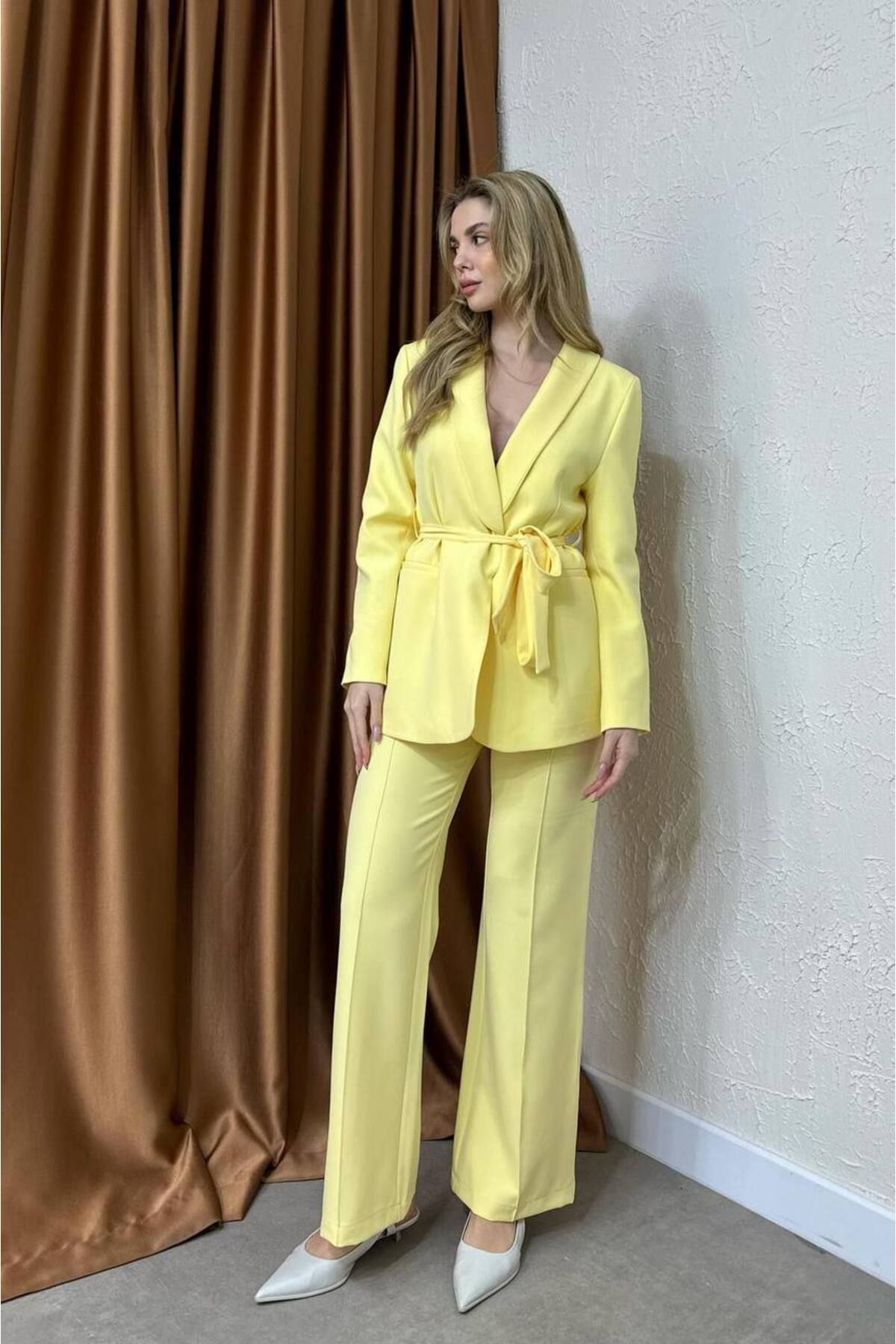 DAFFODİL Premium Kalite Kuşaklı Takım Elbise (Zara Tarzı)