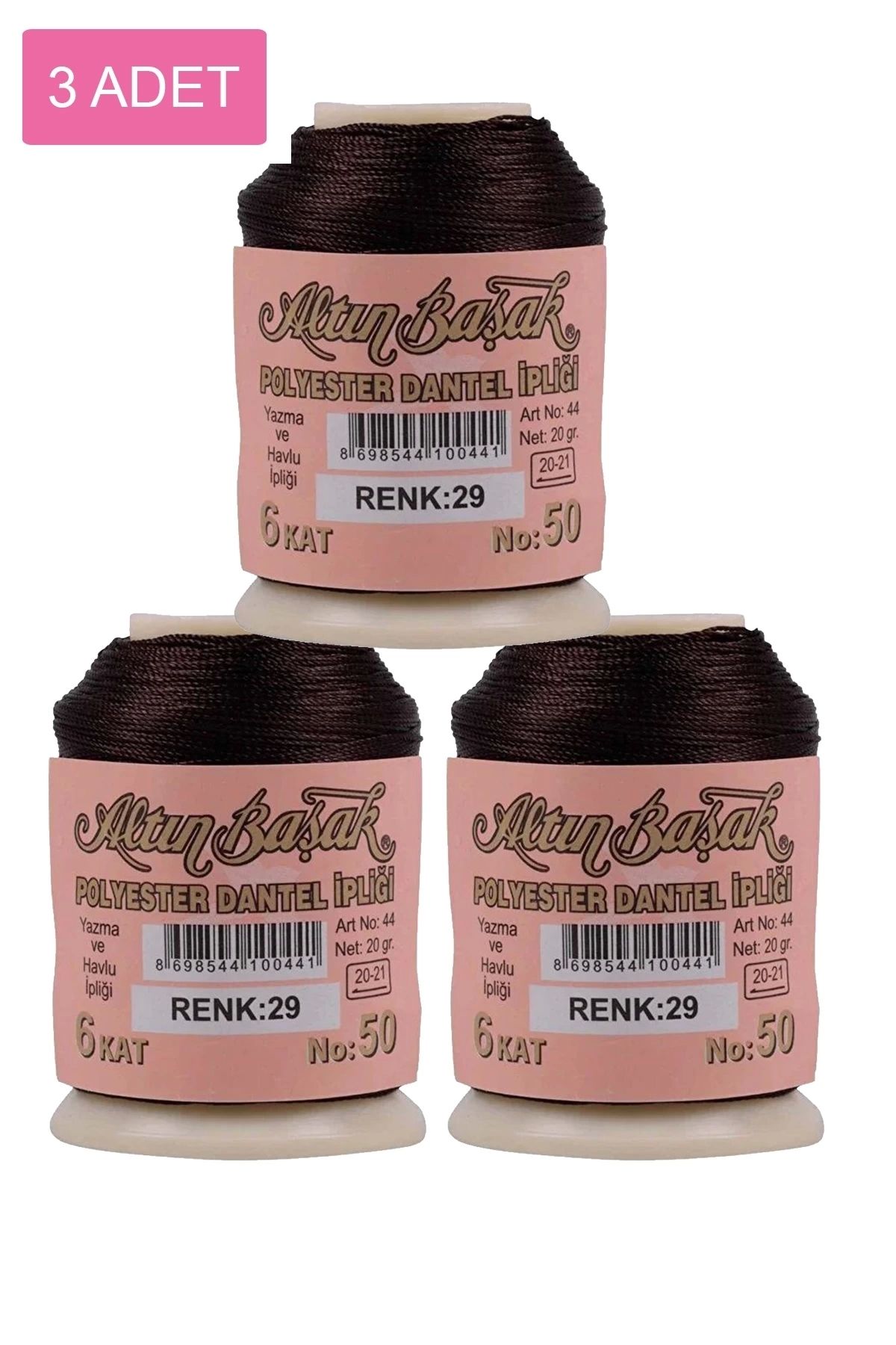 PRATİKOBA 3 Adet Altınbaşak Oya ve Dantel İpi 20 gr - Royaleks - No: 029