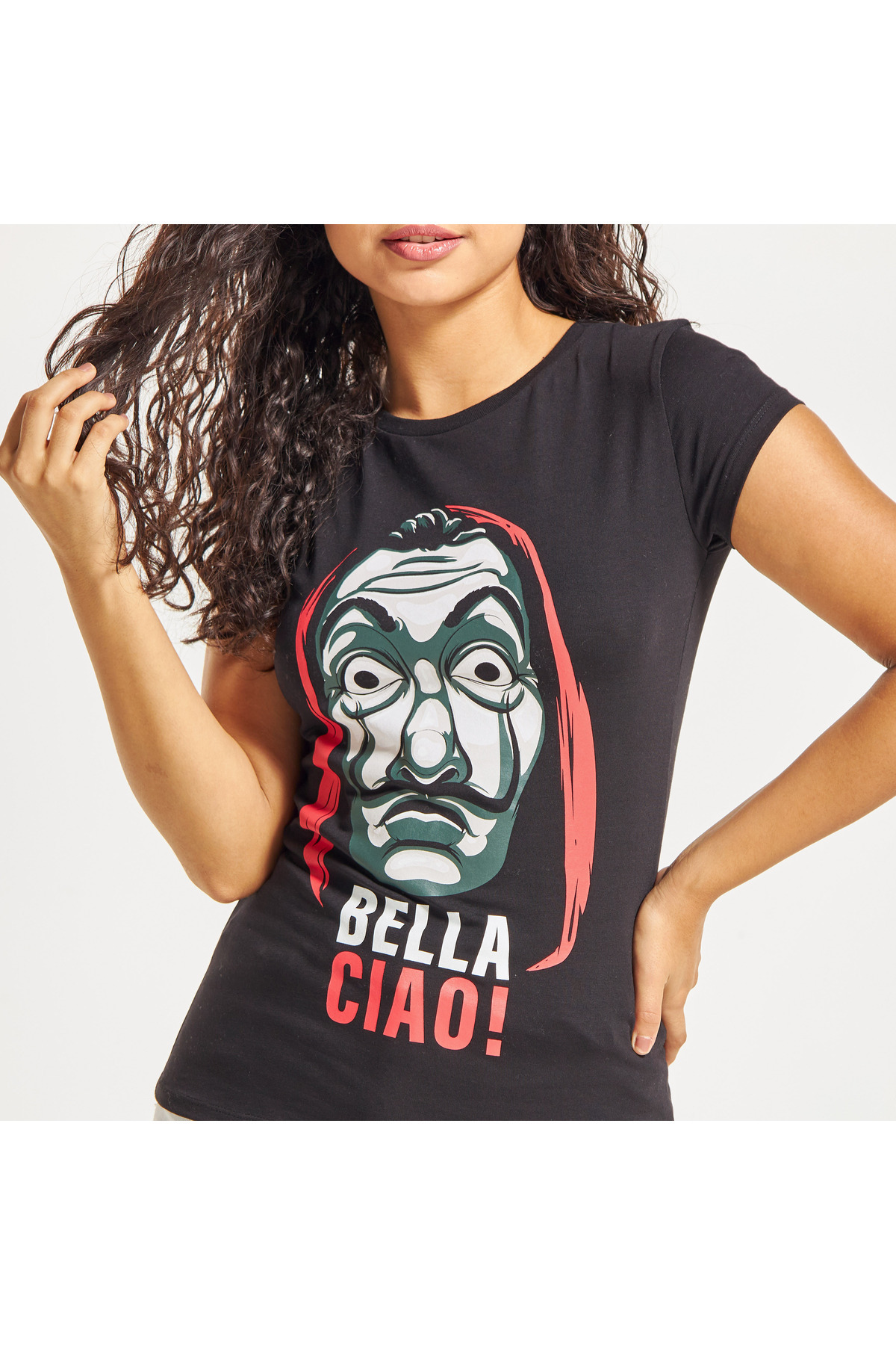 SP Characters-Money Heist Print T-shirt with Short Sleeves and Crew Neck 4