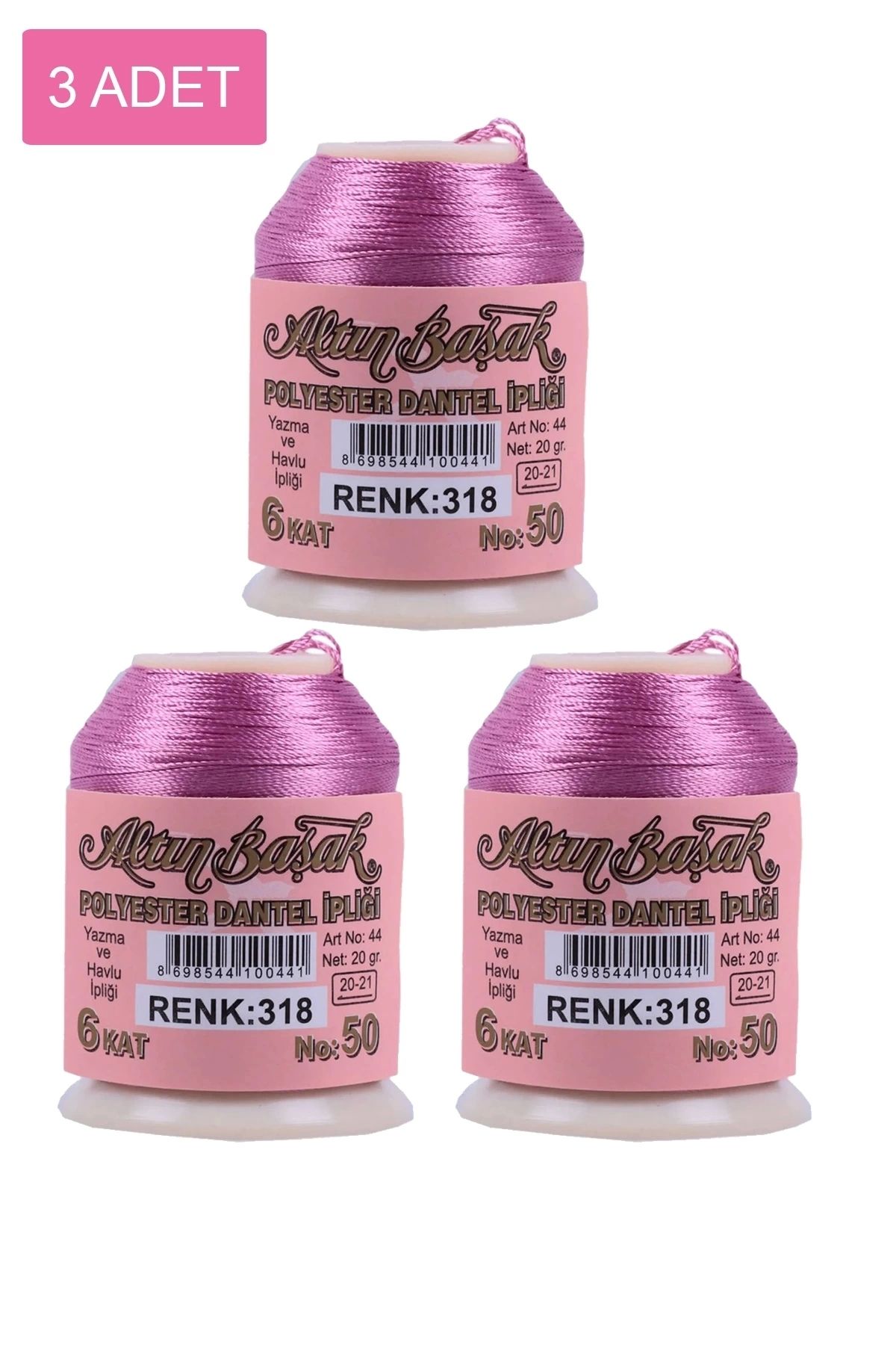 PRATİKOBA 3 Adet Altınbaşak Oya ve Dantel İpi 20 gr - Royaleks - No: 318