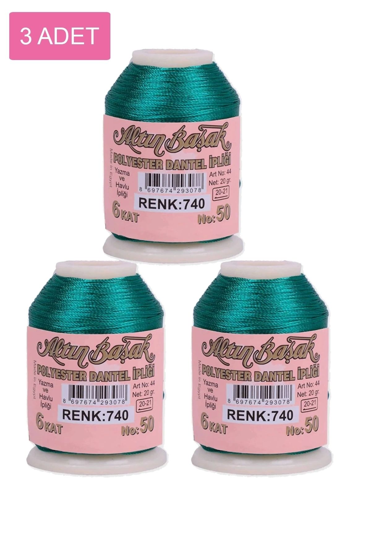 PRATİKOBA 3 Adet Altınbaşak Oya ve Dantel İpi 20 gr - Royaleks - No: 740