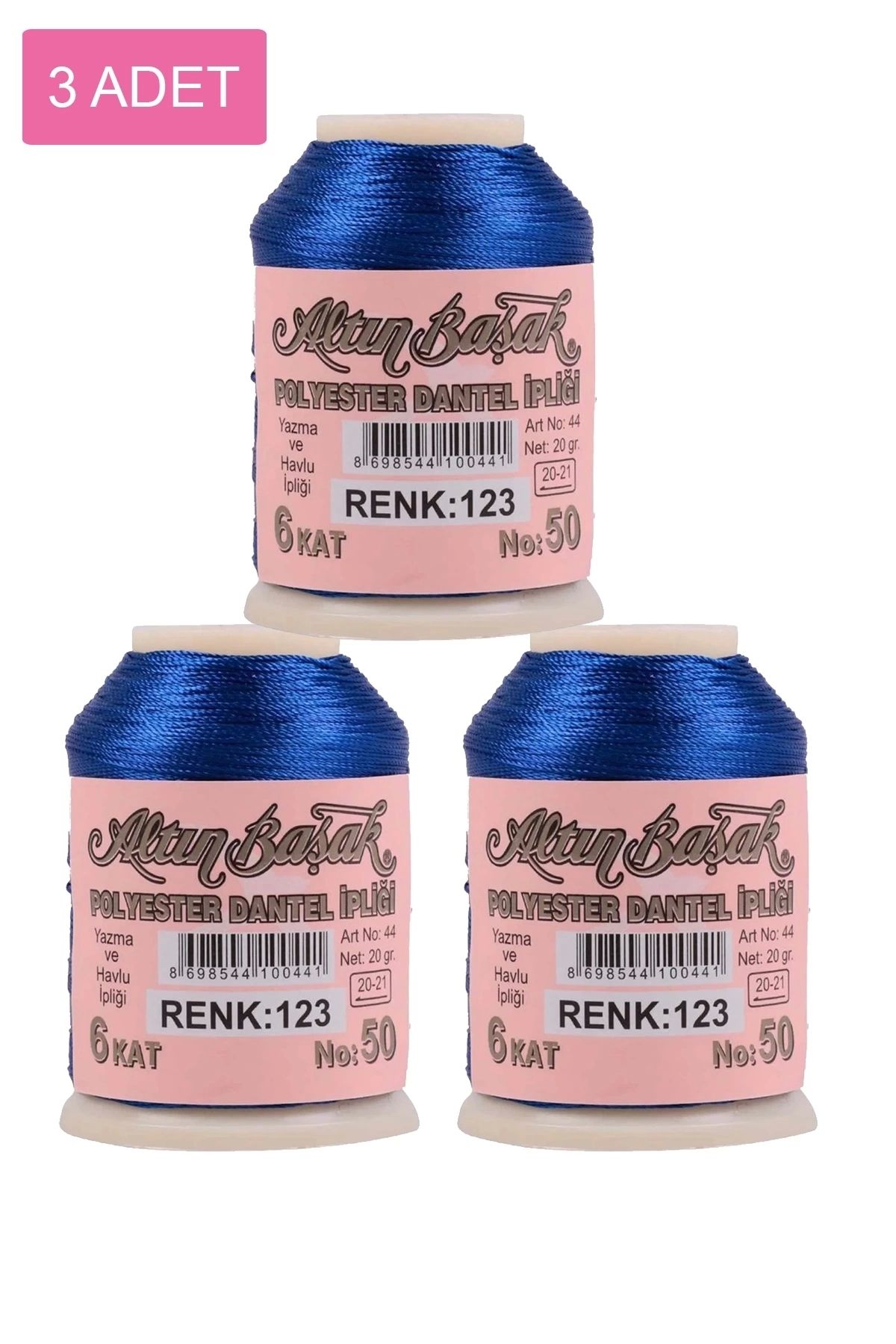 PRATİKOBA 3 Adet Altınbaşak Oya ve Dantel İpi 20 gr - Royaleks - No: 123