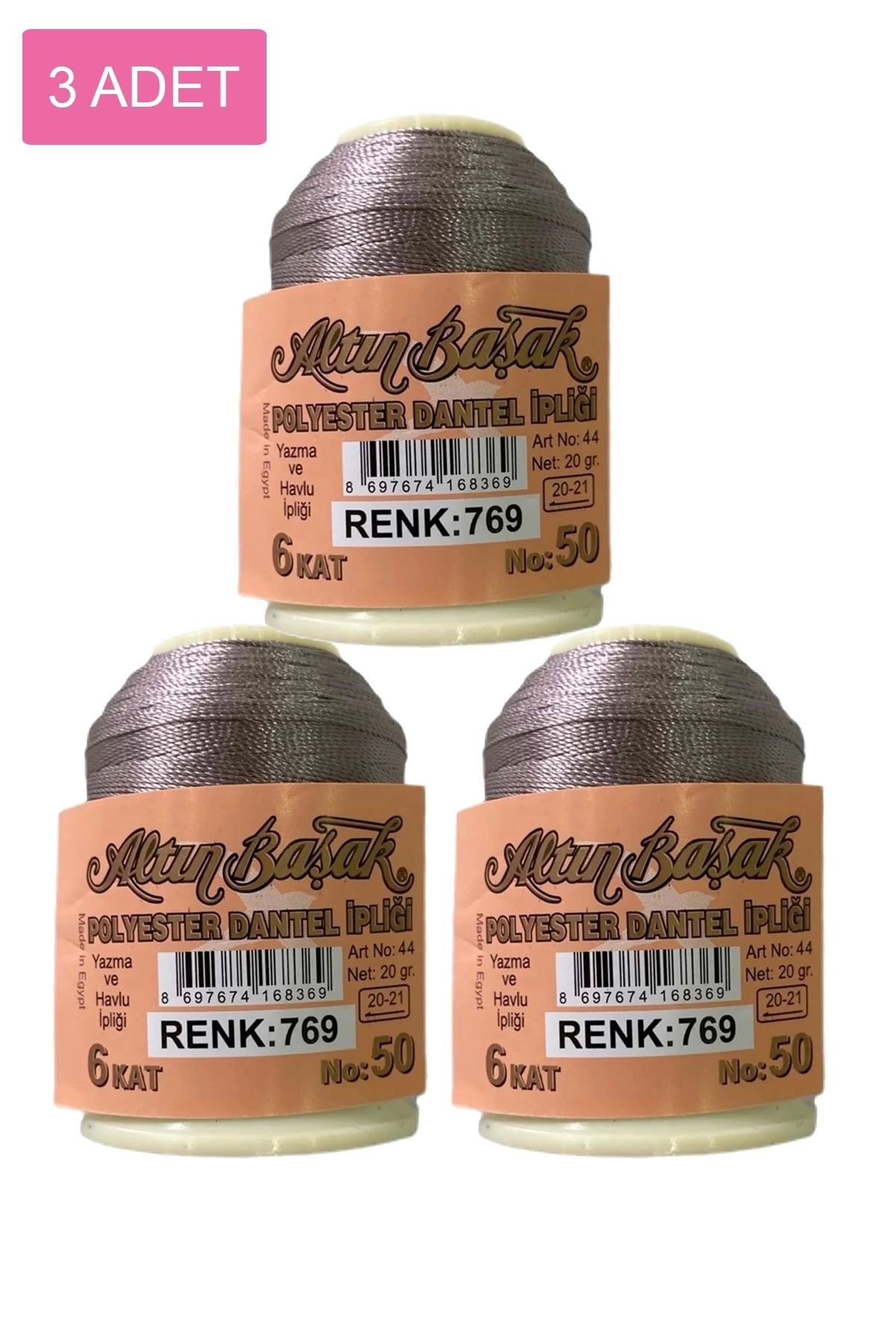 PRATİKOBA 3 Adet Altınbaşak Oya ve Dantel İpi 20 gr - Royaleks - No: 769