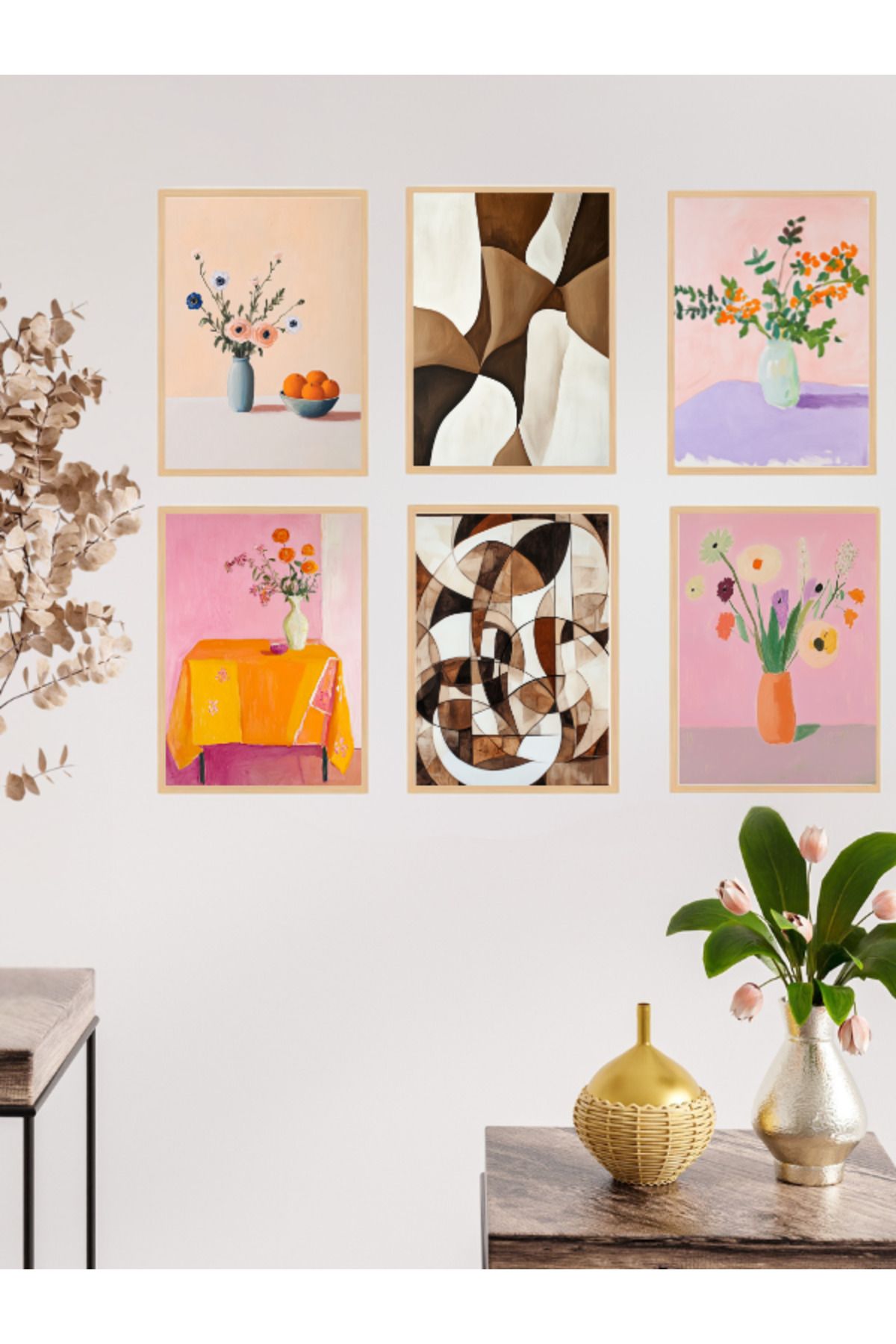 Tuba Decor 6 Parça Çerçeve Görünümlü MDF Tablo Seti