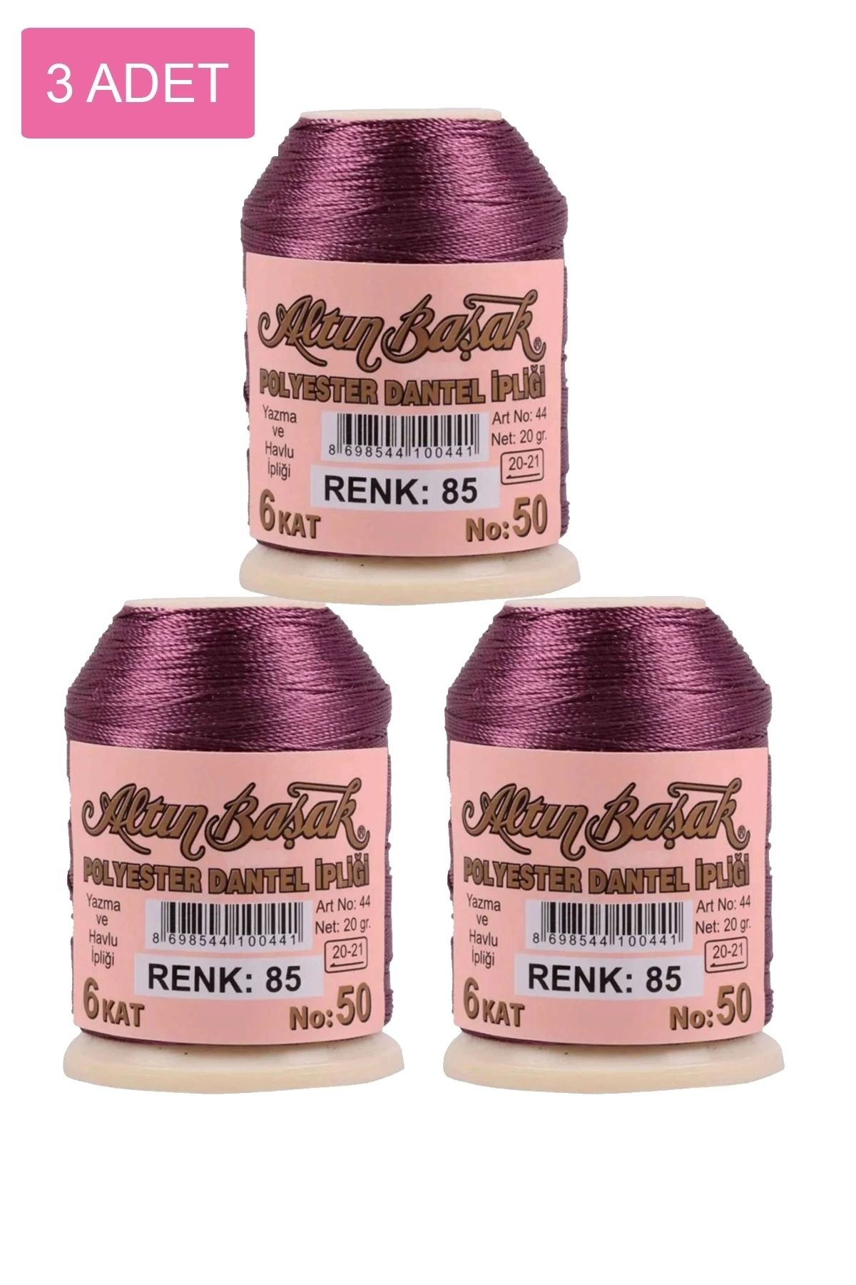 PRATİKOBA 3 Adet Altınbaşak Oya ve Dantel İpi 20 gr - Royaleks - No: 085