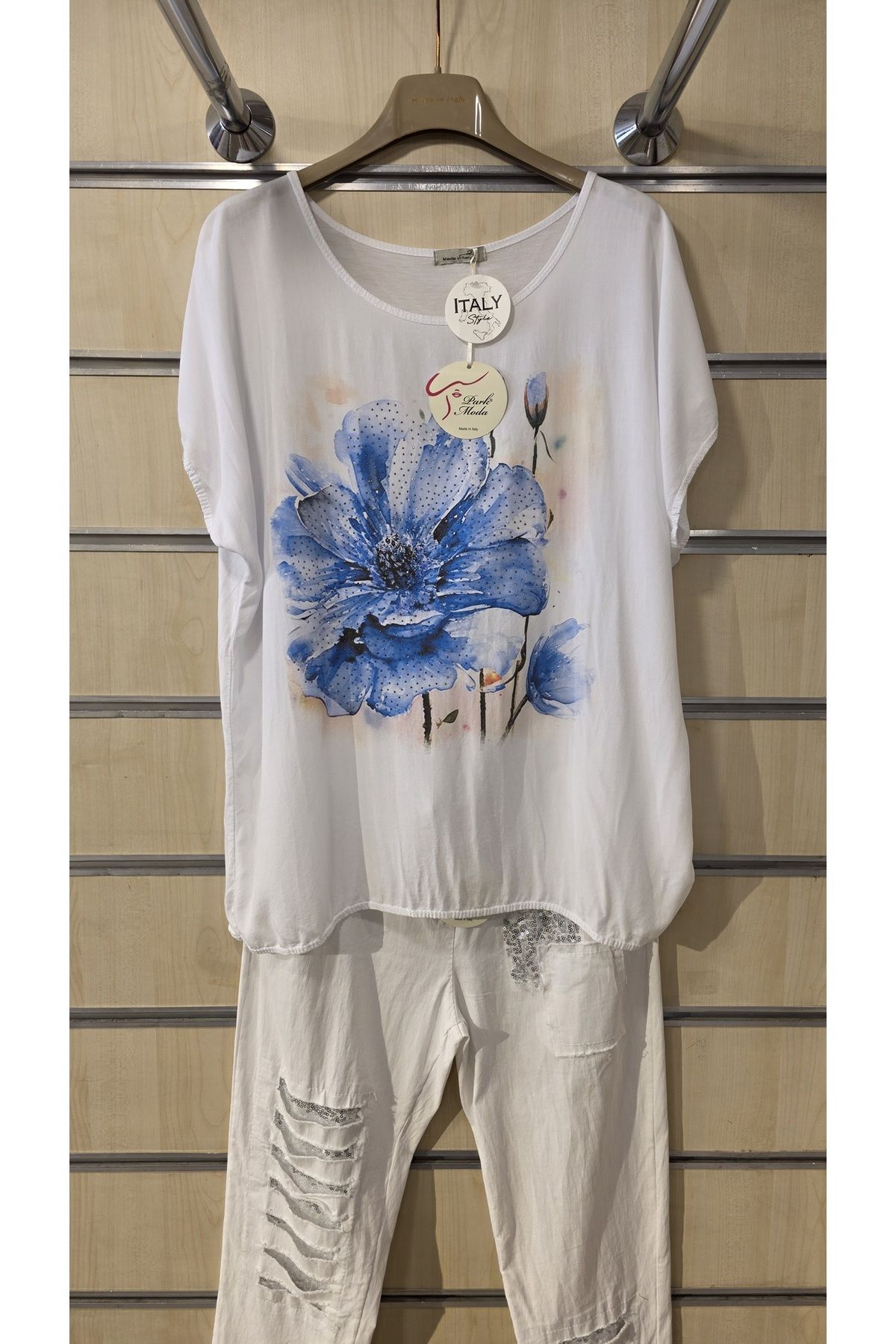 Park Moda İtalyan Kadın Bluz Taşlı Karışık Desenli