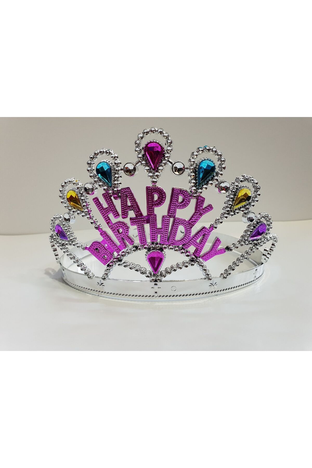 Epilons Gümüş Renk Happy Birthday Yazılı Doğum Günü Tacı 60 cm