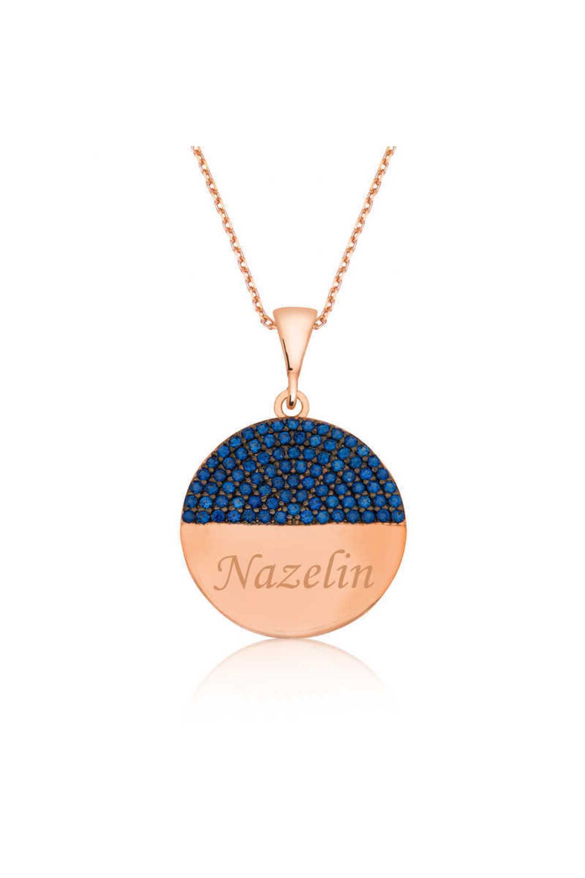 Emperium Gümüş Rose Mavi Taşlı İsimli Kolye