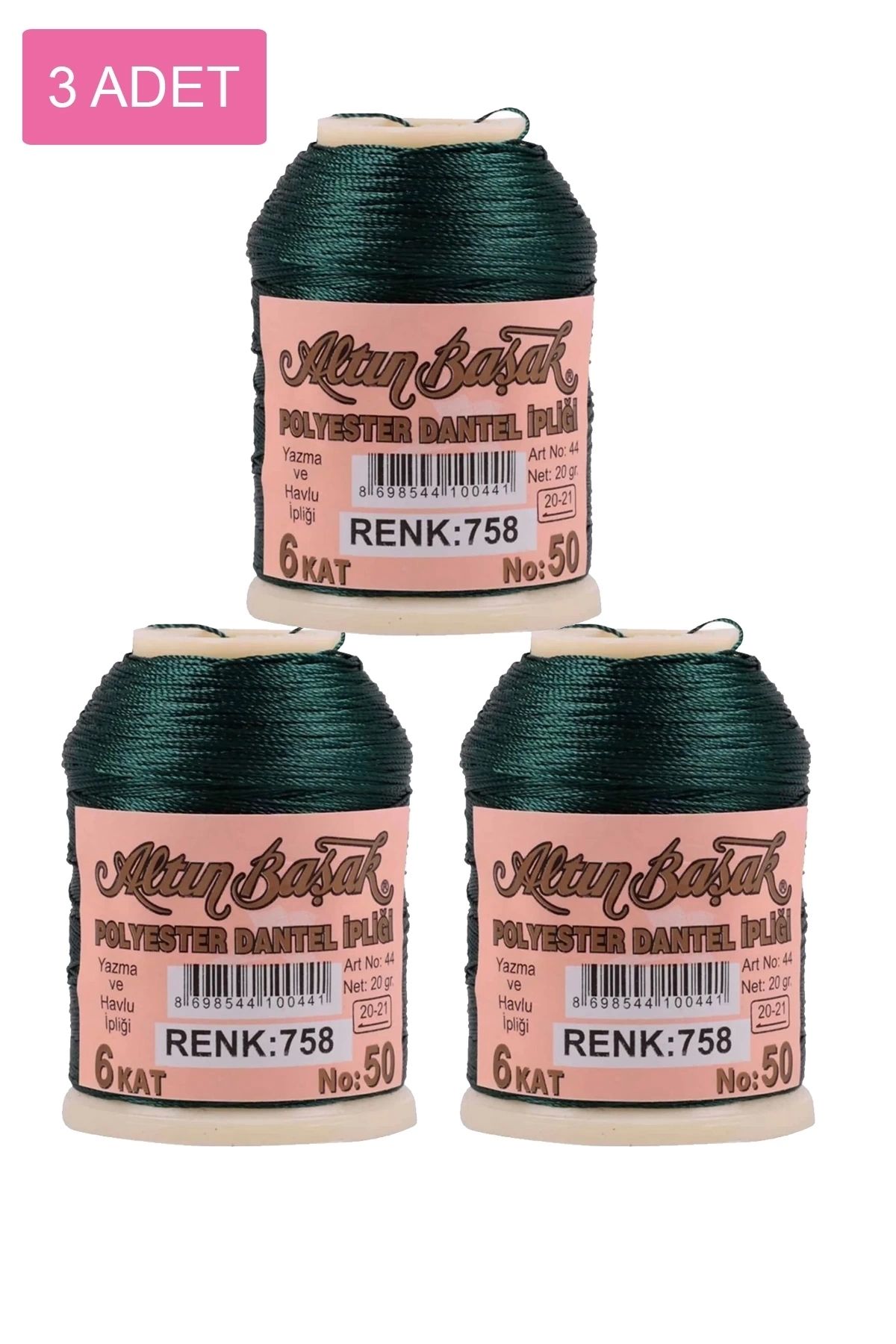 PRATİKOBA 3 Adet Altınbaşak Oya ve Dantel İpi 20 gr - Royaleks - No: 758