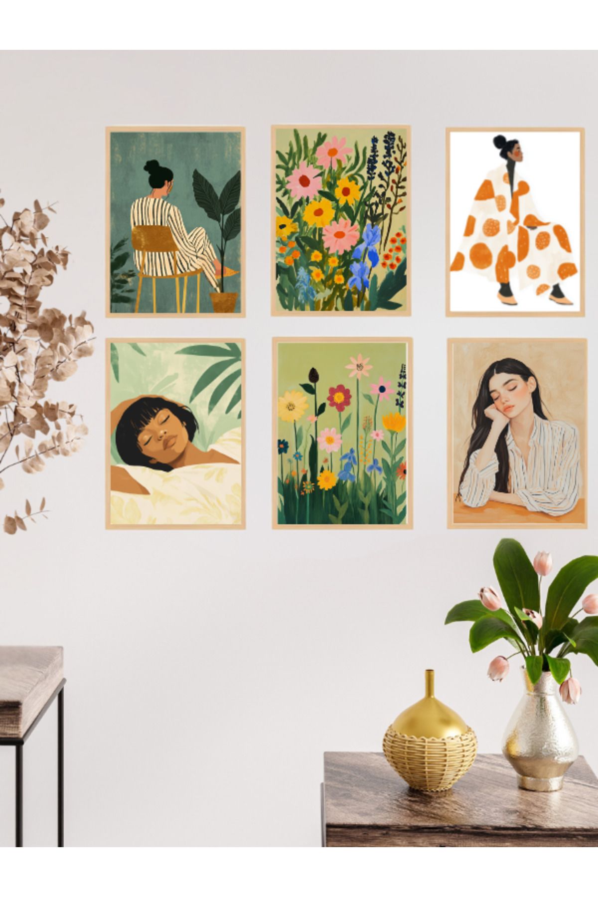 Tuba Decor 6 Parça Çerçeve Görünümlü MDF Tablo Seti