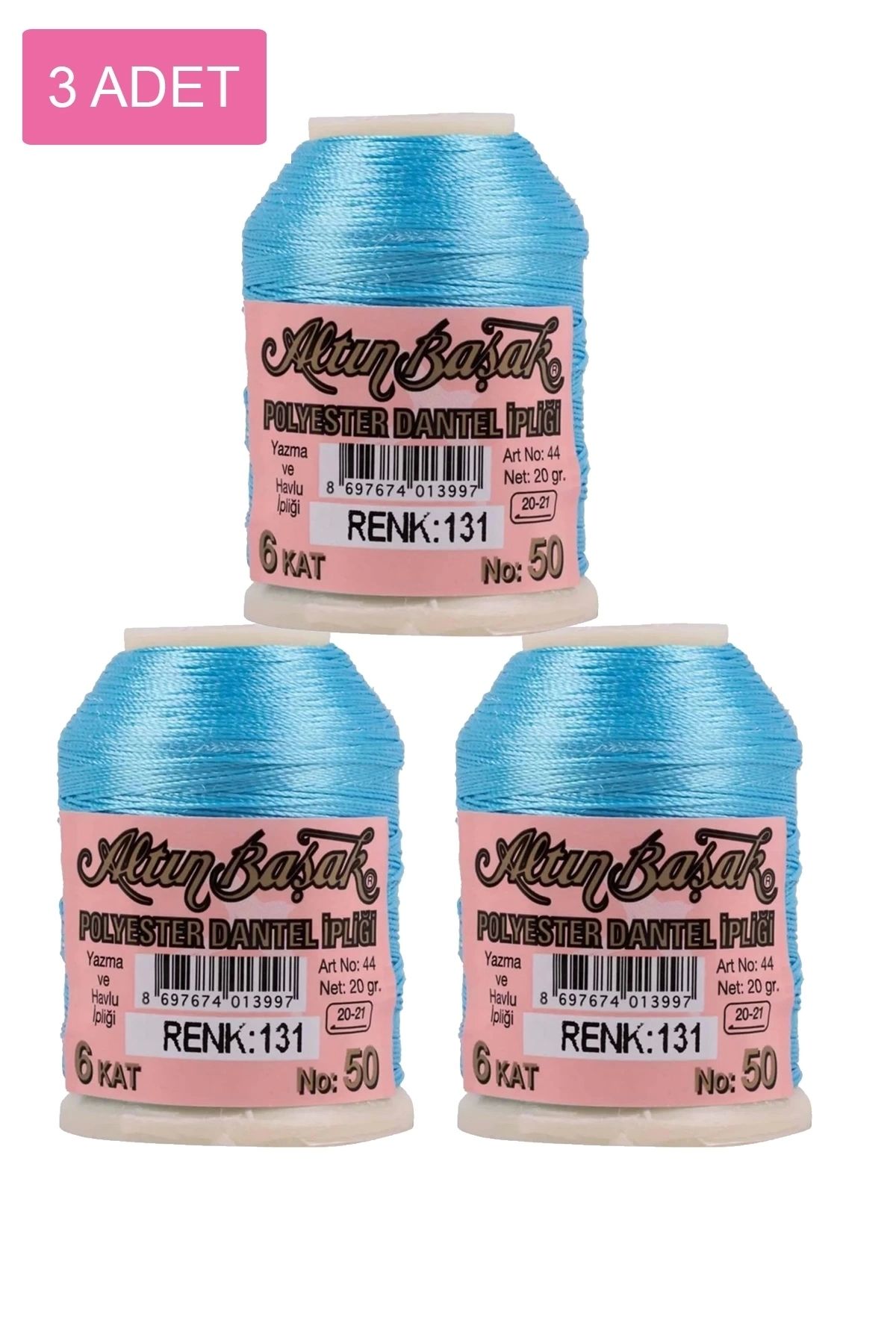 PRATİKOBA 3 Adet Altınbaşak Oya ve Dantel İpi 20 gr - Royaleks - No: 131
