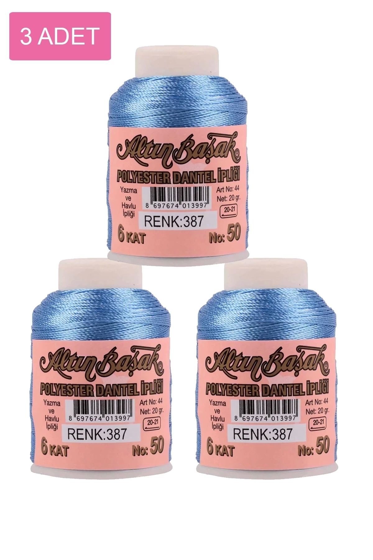 PRATİKOBA 3 Adet Altınbaşak Oya ve Dantel İpi 20 gr - Royaleks - No: 387