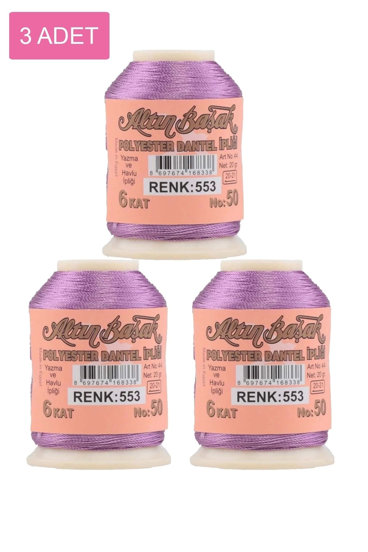 PRATİKOBA 3 Adet Altınbaşak Oya ve Dantel İpi 20 gr - Royaleks - No: 553