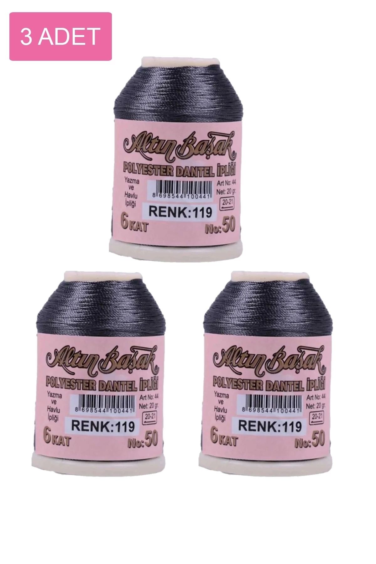 PRATİKOBA 3 Adet Altınbaşak Oya ve Dantel İpi 20 gr - Royaleks - No: 119