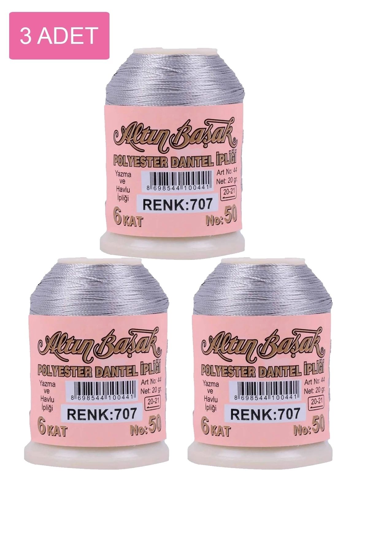 PRATİKOBA 3 Adet Altınbaşak Oya ve Dantel İpi 20 gr - Royaleks - No: 707