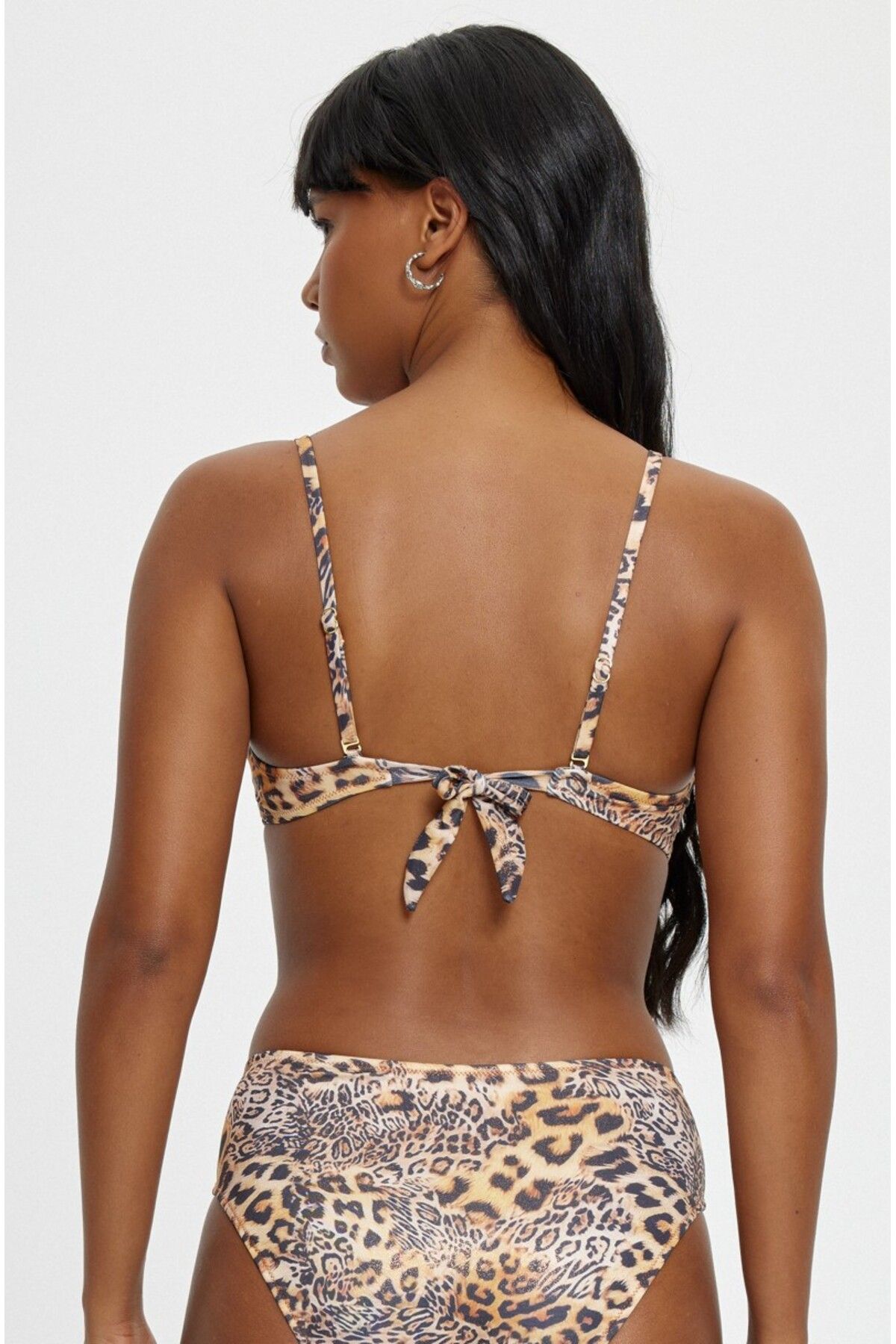 Louren-Leopard Printed Removable Straps Empty Coated Thick Edge Strapless Bikini Set 4