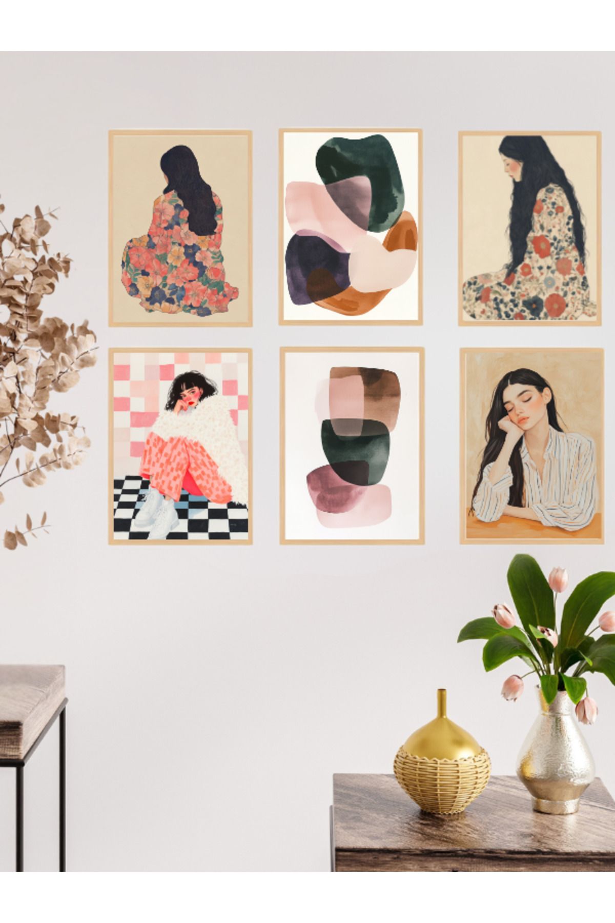 Tuba Decor 6 Parça Çerçeve Görünümlü MDF Tablo Seti