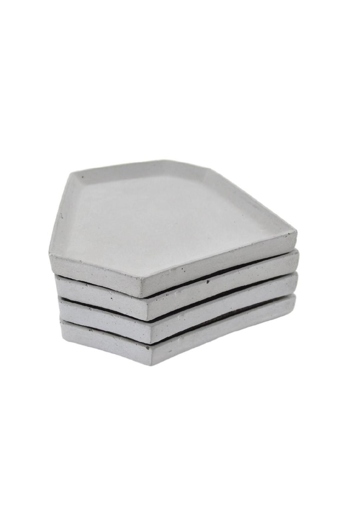 Ovebu Geometrik Beton Bardak Altlığı 4’lü Set
