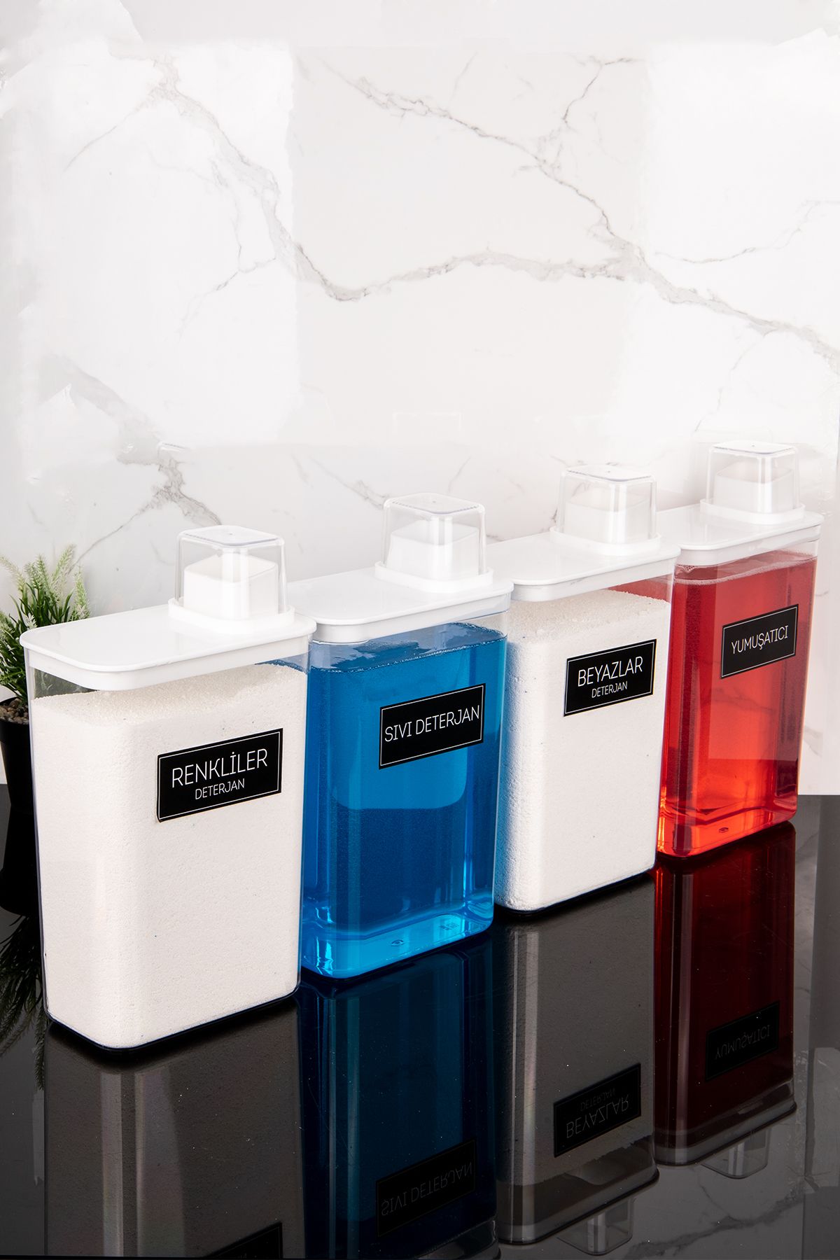 Dolkin Home-Set of 4 Self-Scale Detergent Dispenser Box Colors Whites Liquid Detergent Softener 3000ml 5