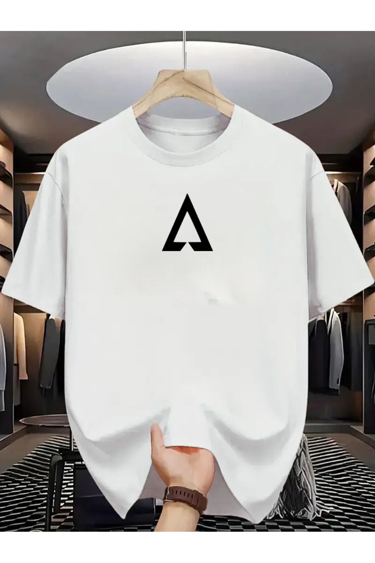 aynewmoda Üçgen Baskılı - Unisex Oversized T-shirt