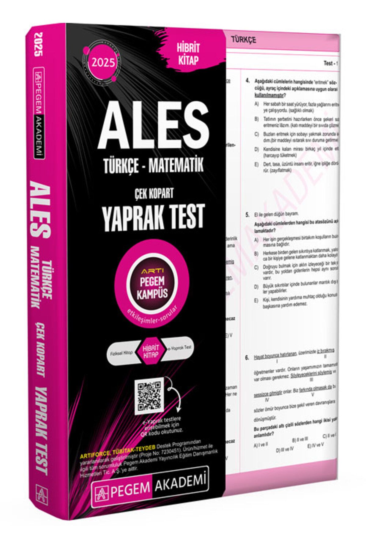 Pegem Akademi Yayıncılık 2025 ALES Türkçe-Matematik Çek Kopart Yaprak Test Pegem Yayınları