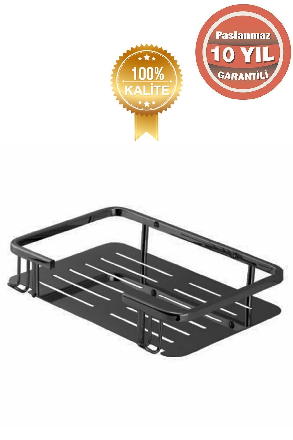 ÇELİK BANYO Paslanmaz Pirinç Mat Siyah Lidya Tekli 15x22 Cm Şampuanlık Süngerlik Köşelik