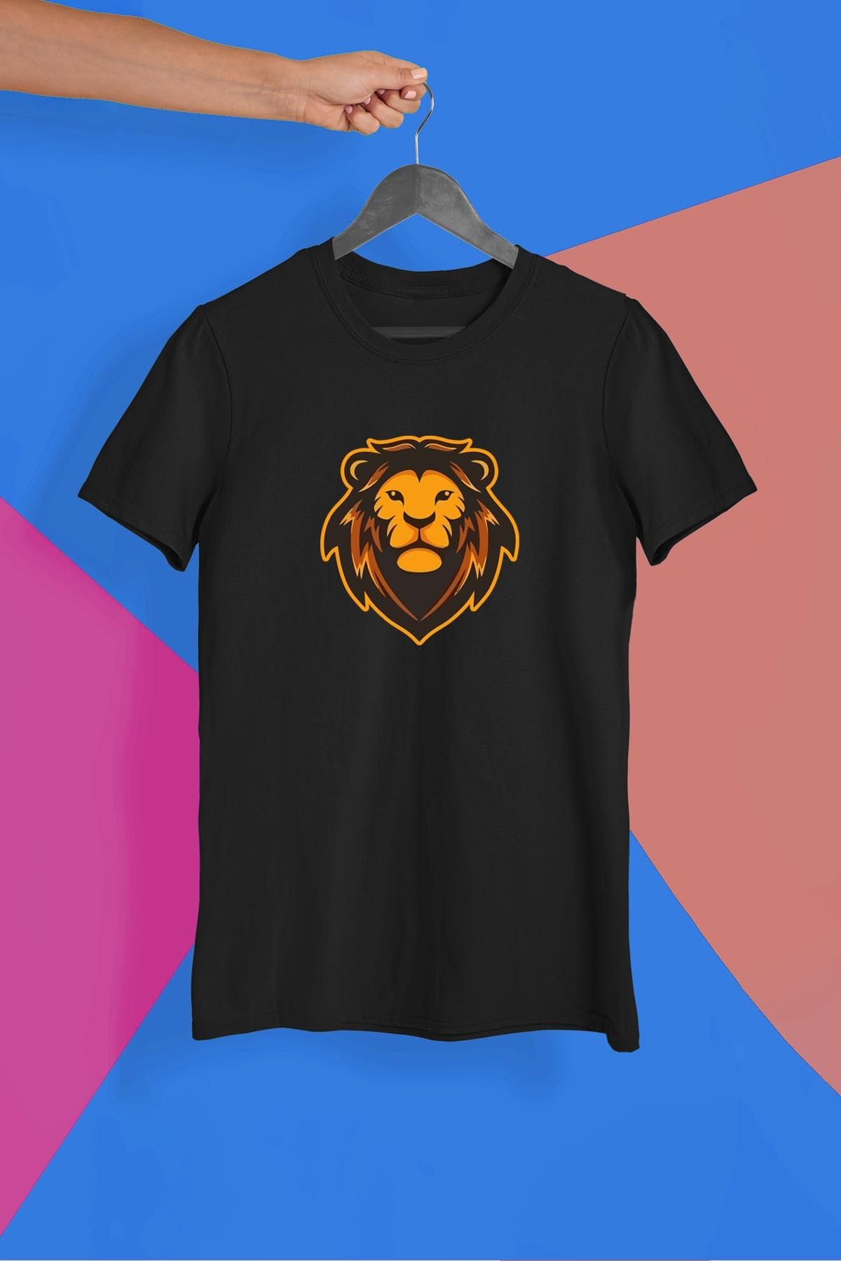 362BASKI Aslan Vektörel Çizim Baskılı Tshirt