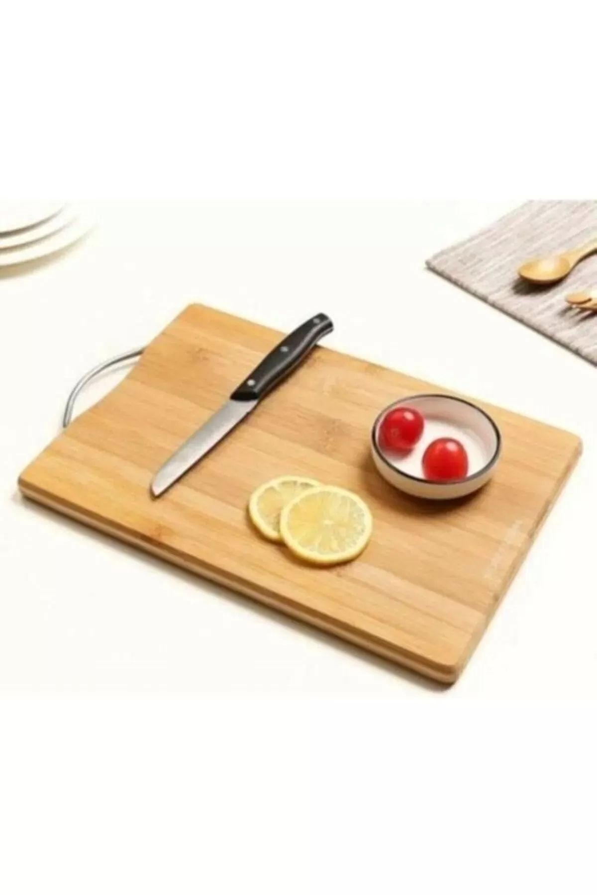 PRATİKOBA Bambu Metal Saplı Ekmek Kesme Tahtası 30x20x1,8 Cm Royaleks-67459