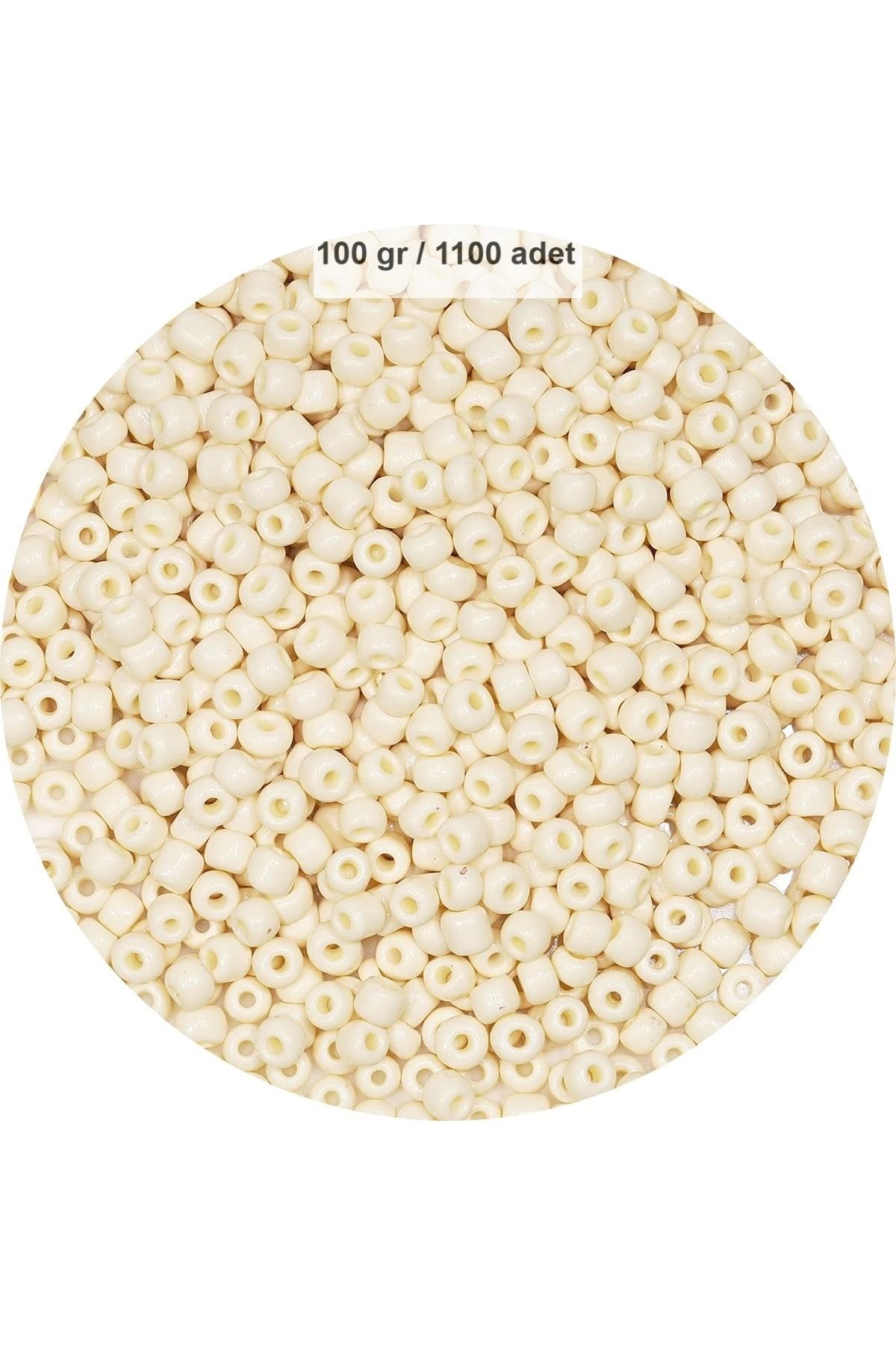 PRATİKOBA Beyaz Renk 4 mm Yaklaşık 1100 adet / 100 gram Cam Boncuk Oya Yazma Bileklik ve Kolye